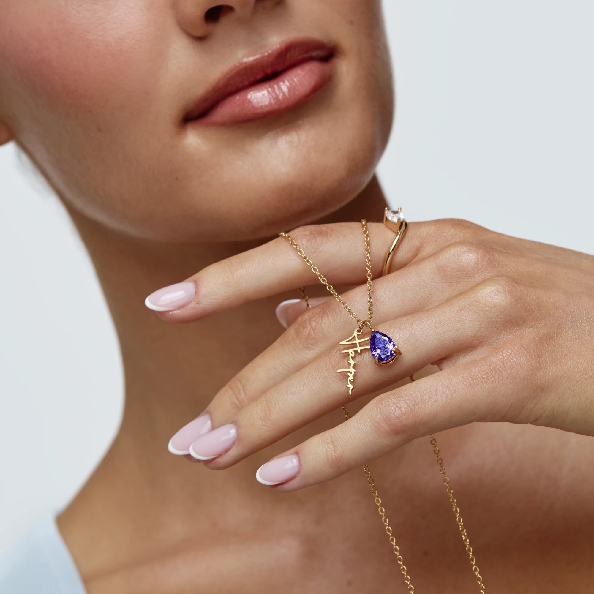 Dainty Name & Birthstone Charm Necklace