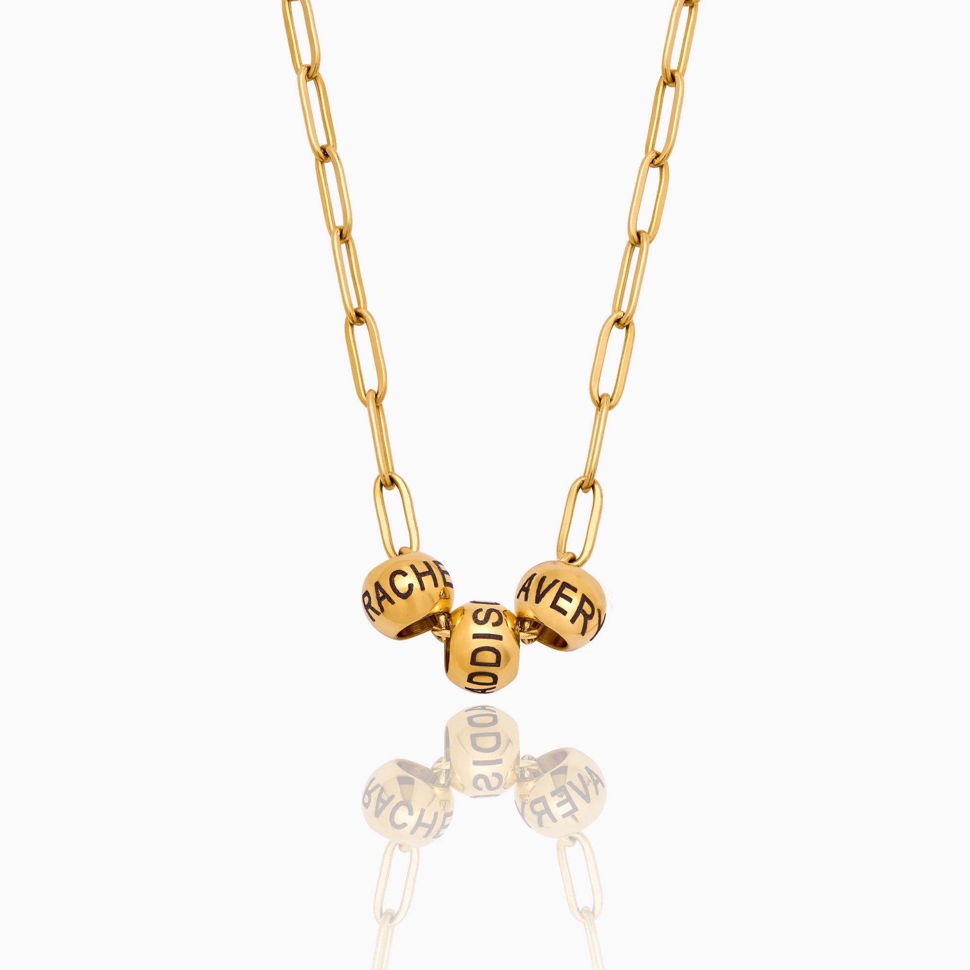 Engraved Multi Name Bead Necklace