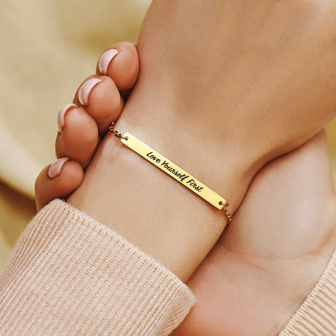 Love Yourself First - Motivational Bar Bracelet