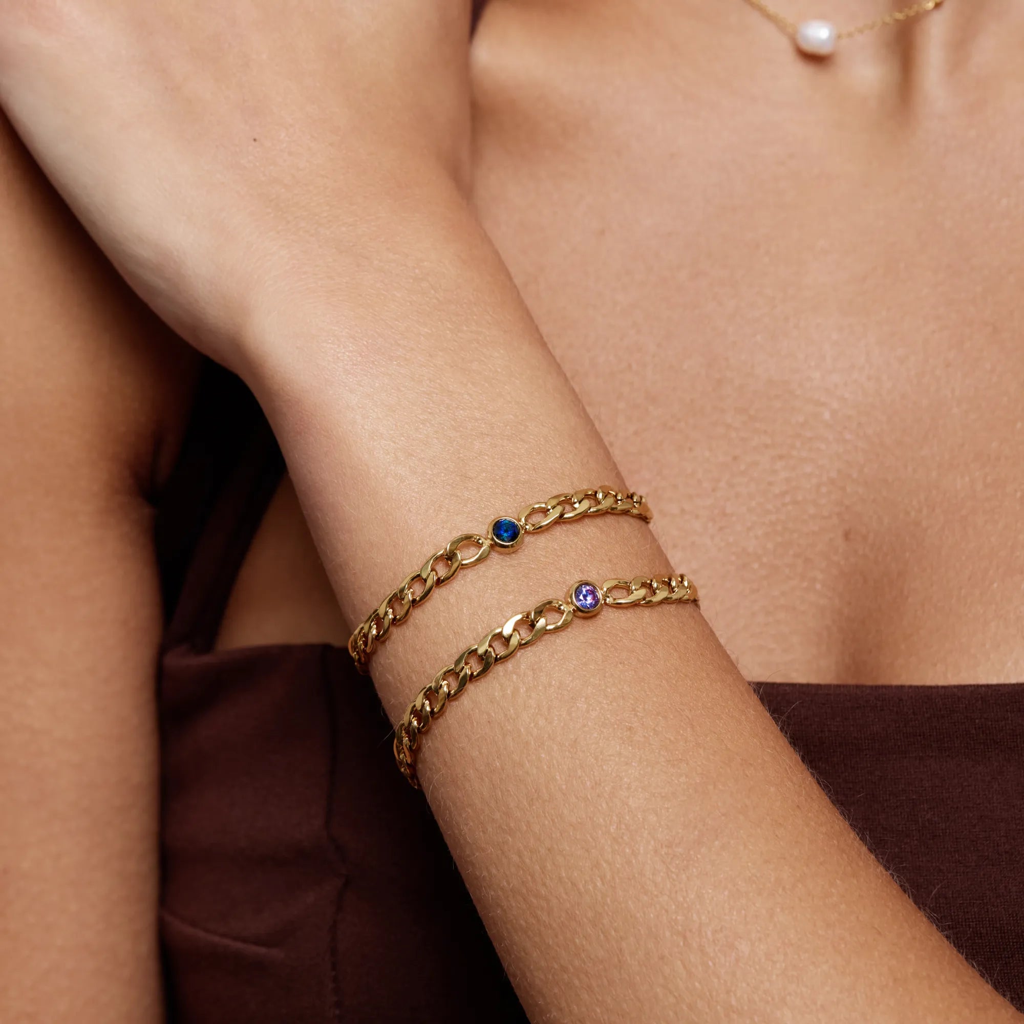 Curb Birthstone Bracelet