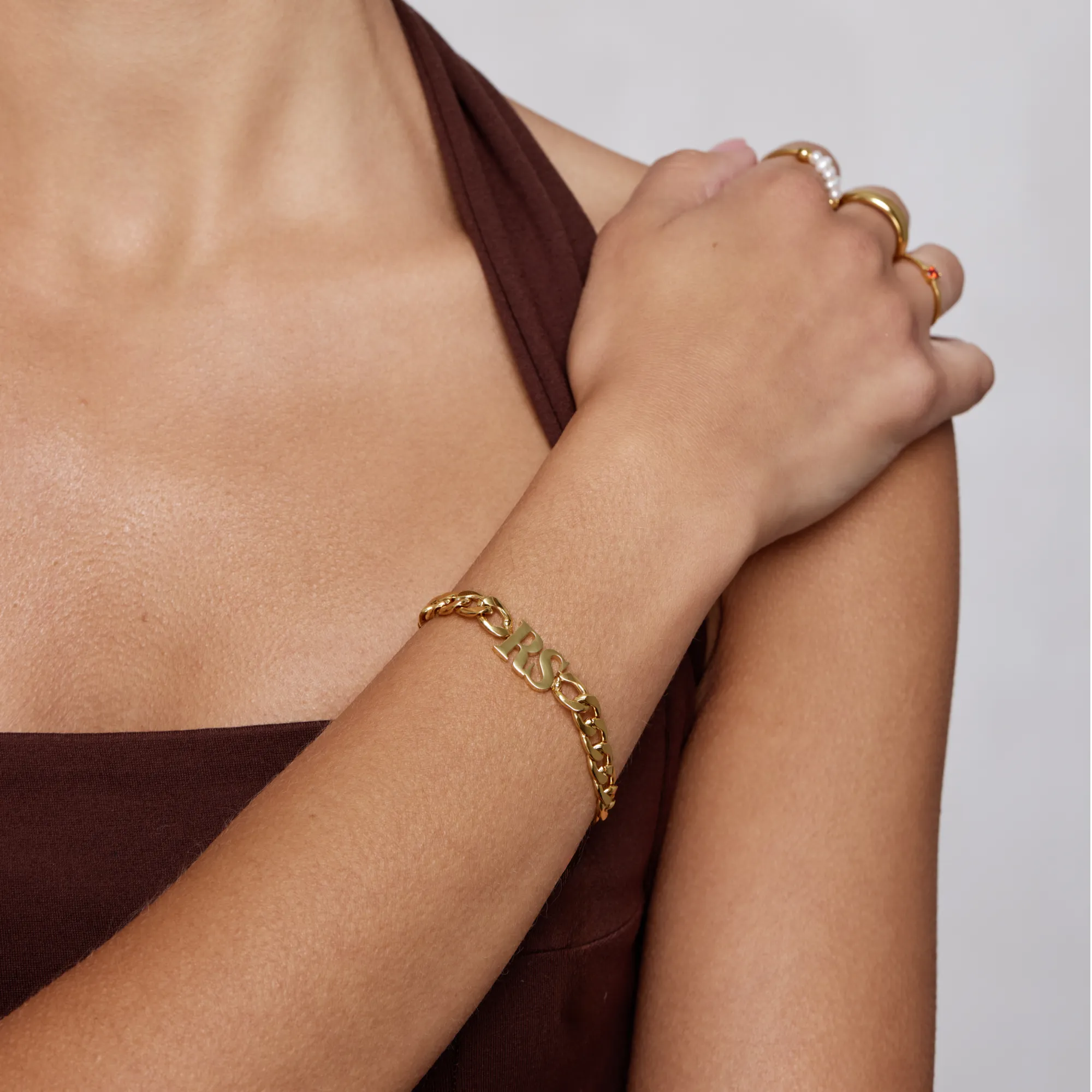 Curb Initial Bracelet