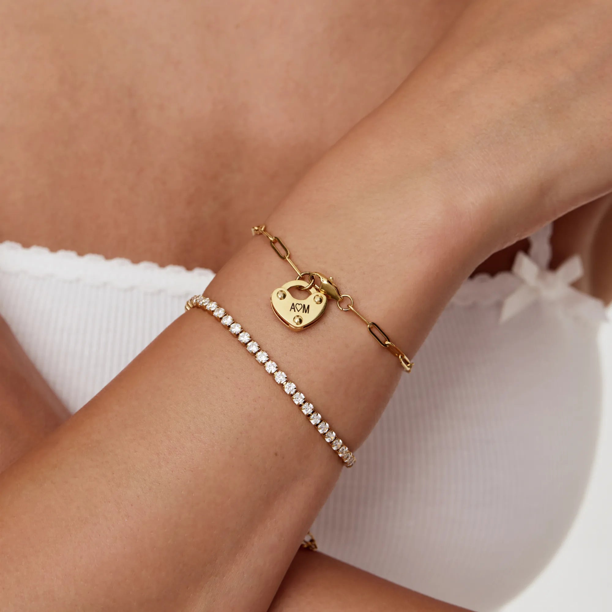 Heart Lock Initial Bracelet
