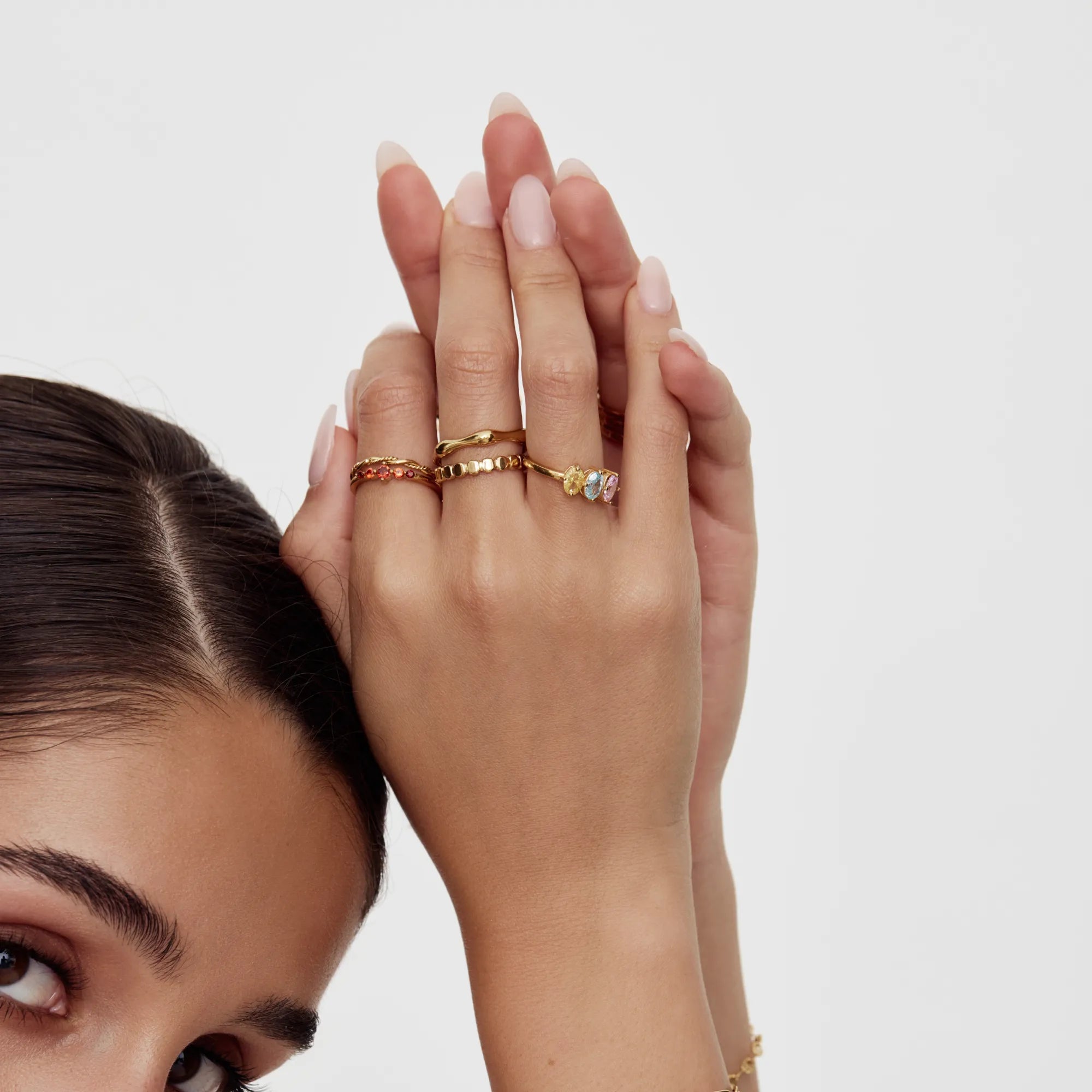 Marquise birthstone ring flat lay — Olivia Jewelry