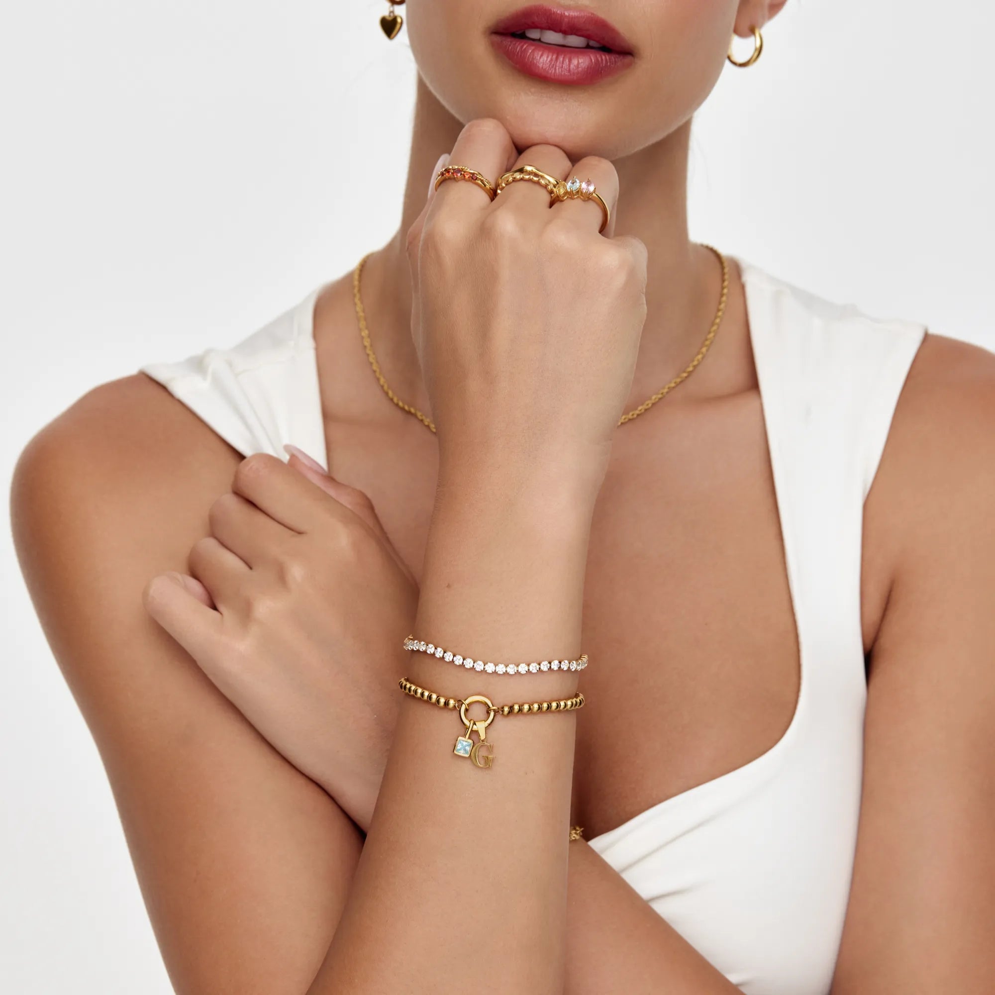 Pearl Cross Charm Bracelet