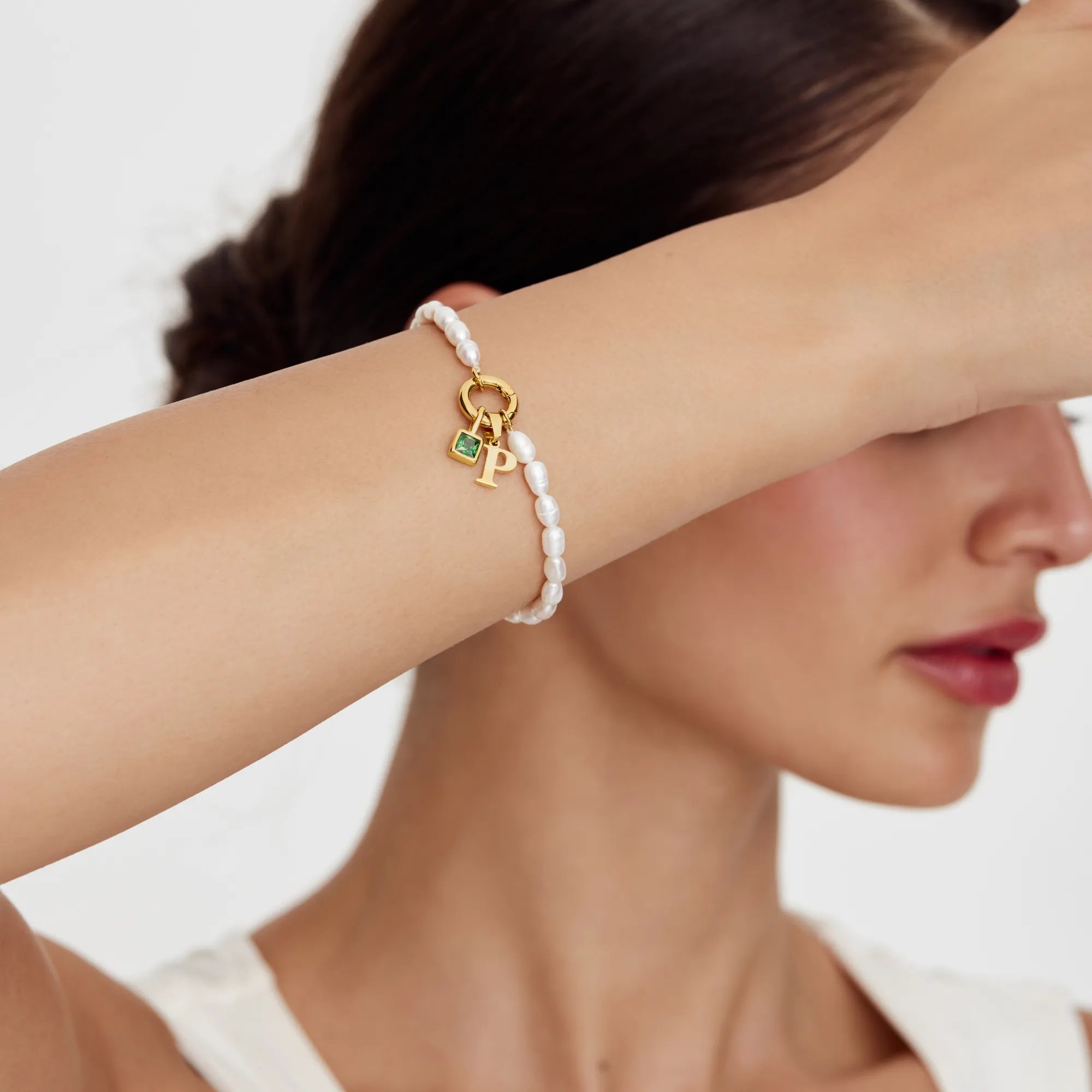 Pearl Initial Birthstone Bracelet