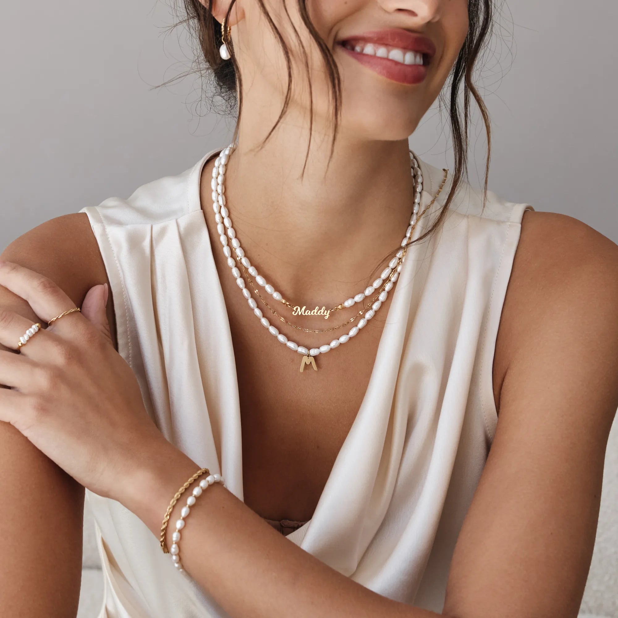 Statement Initial Pearl Necklace