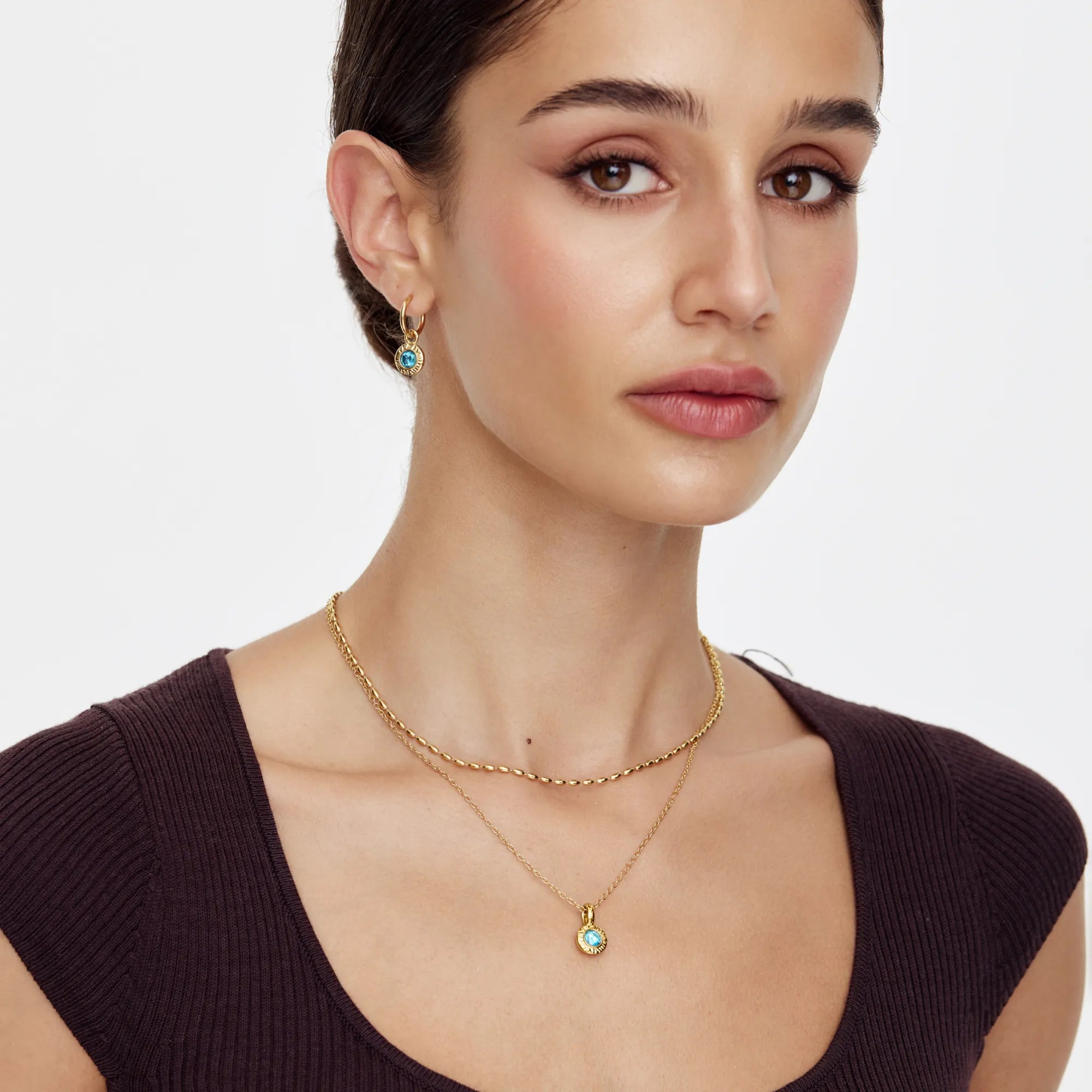 Crushed Birthstone Pendant Necklace