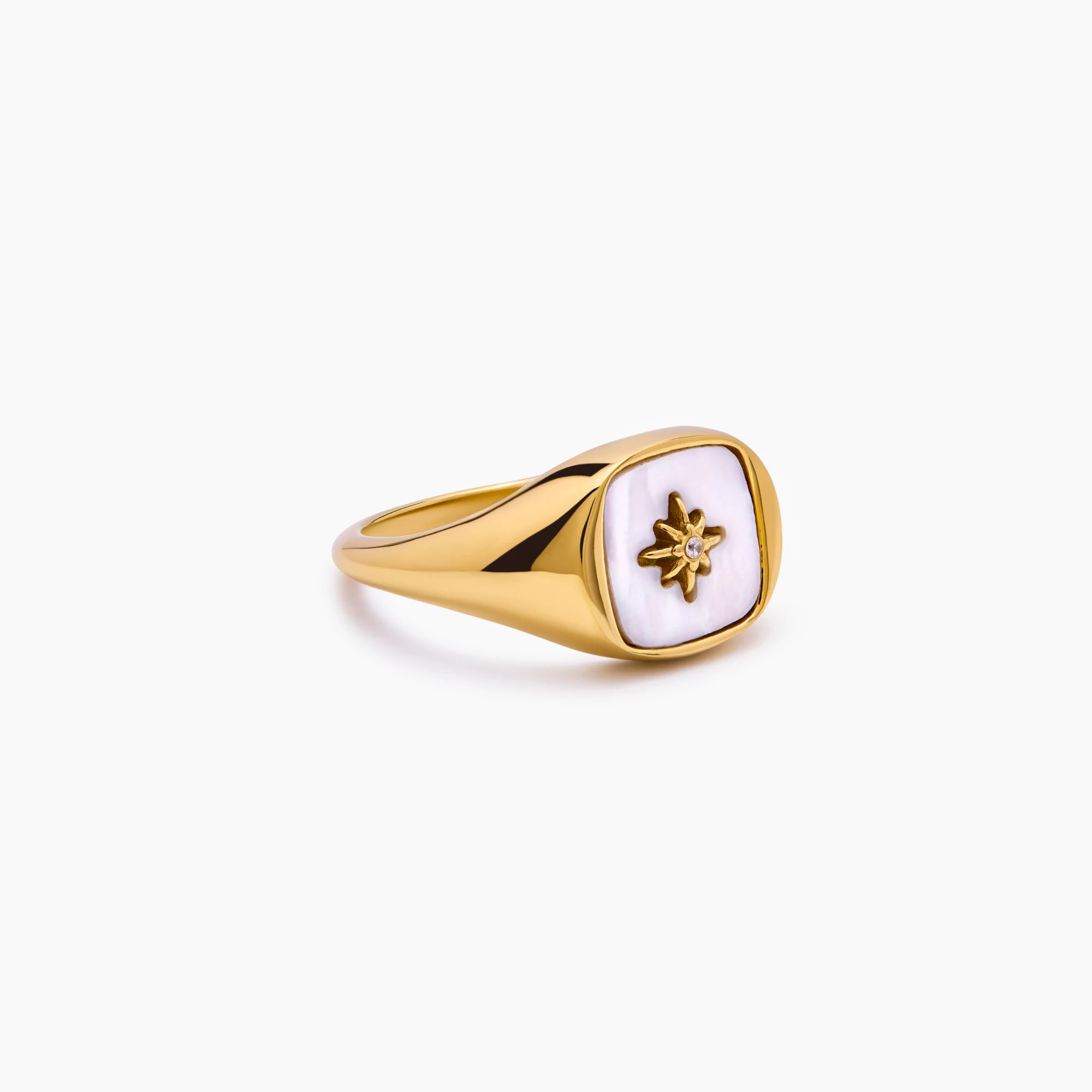 Mother of Pearl Star Signet Ring