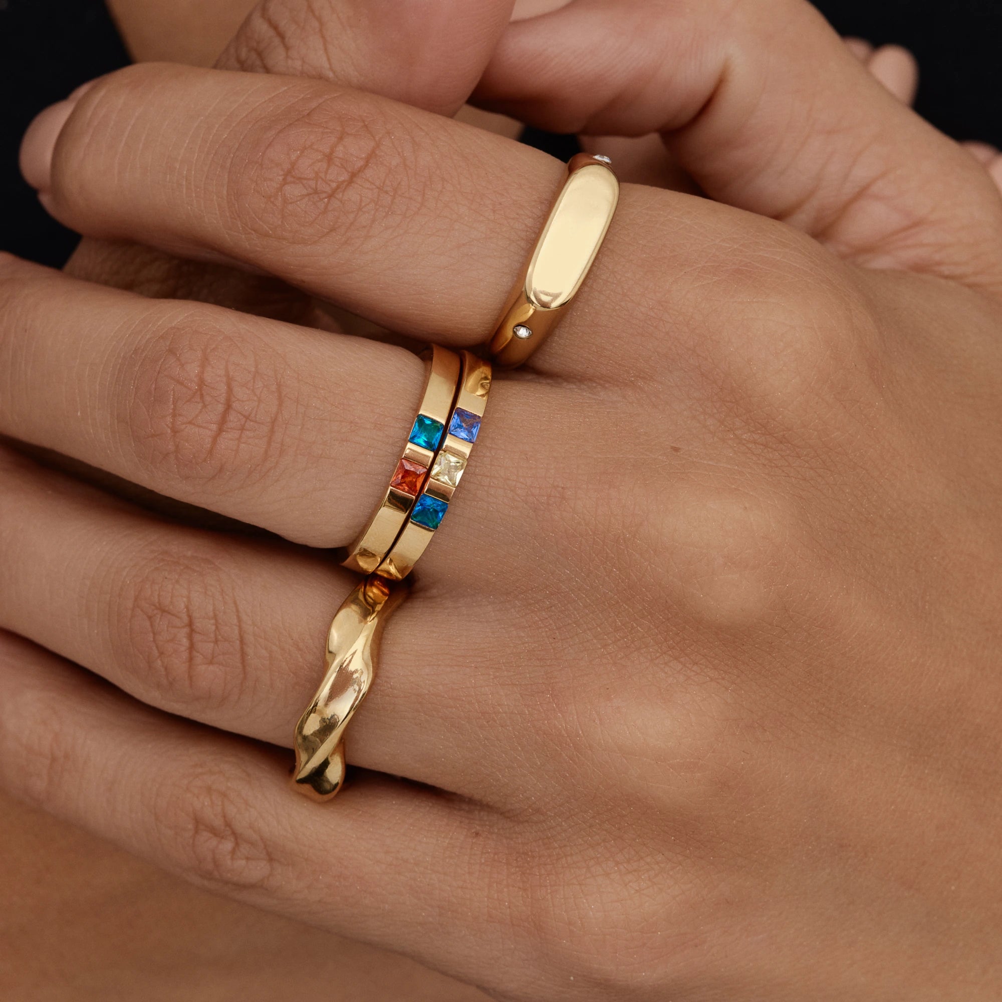 Princess Cut Birthstone Band Ring