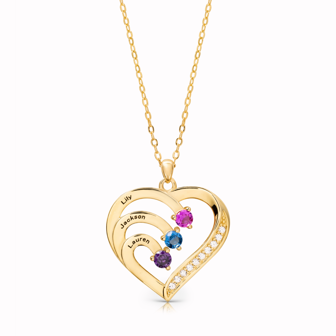 Name Birthstone Heart Necklace