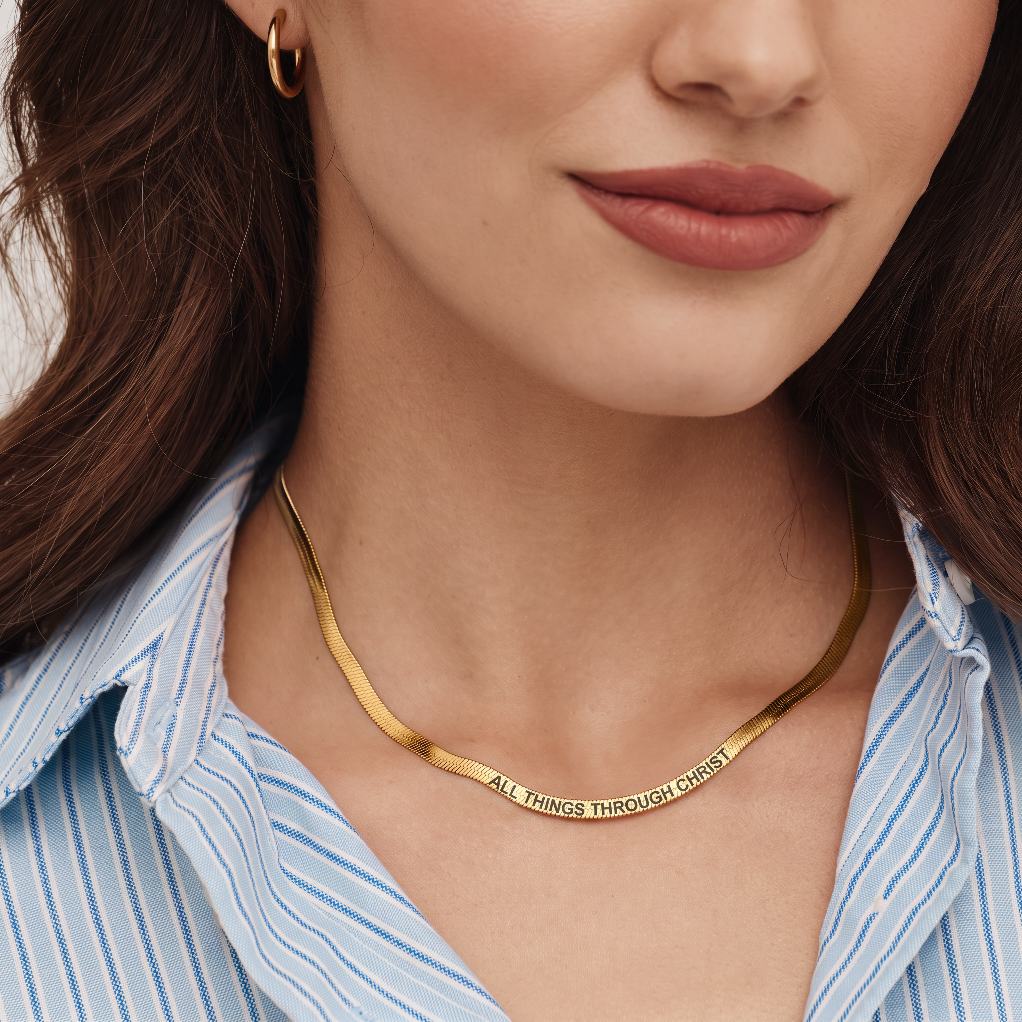 Scripture Engraved Herringbone Necklace