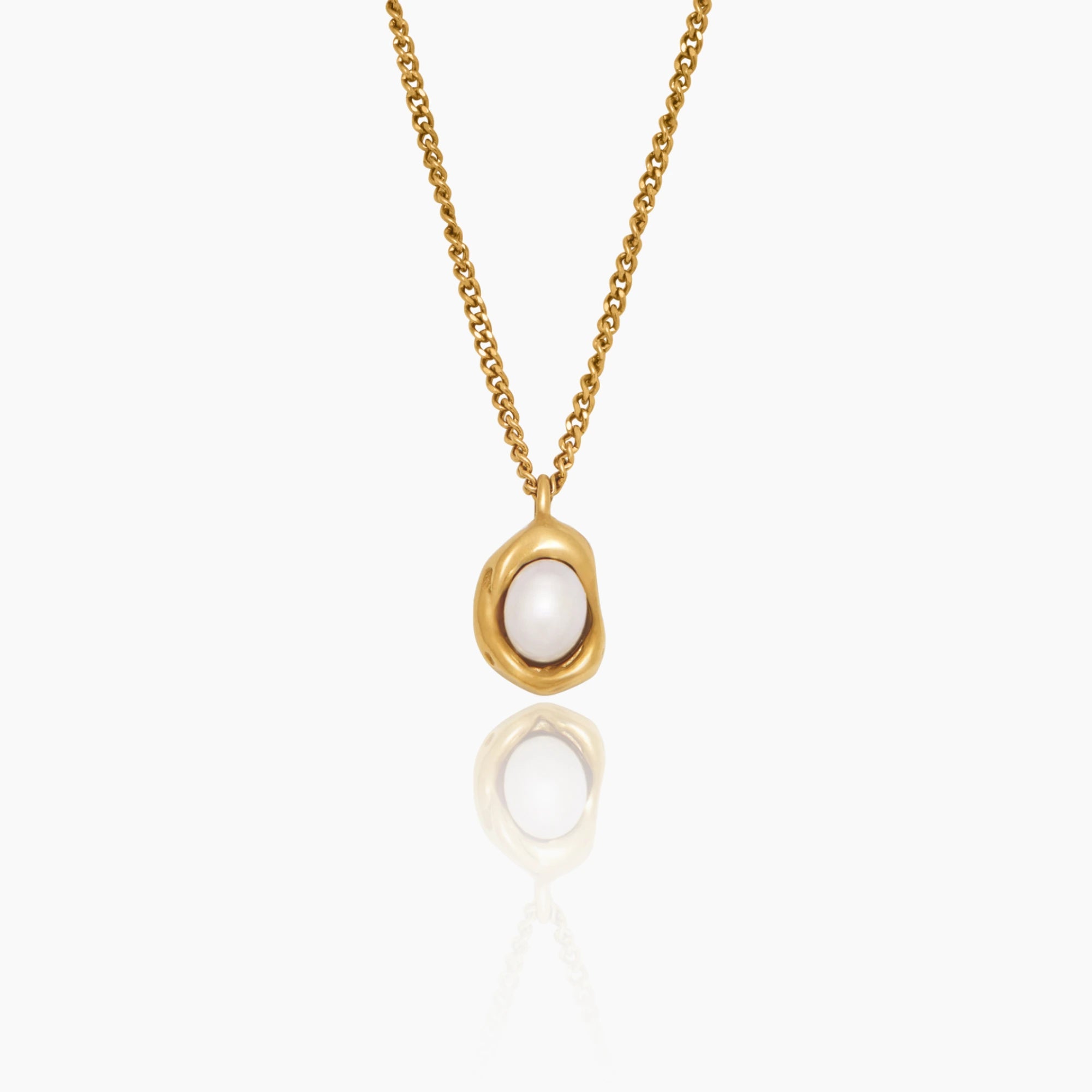 Gilded Pearl Drop Necklace