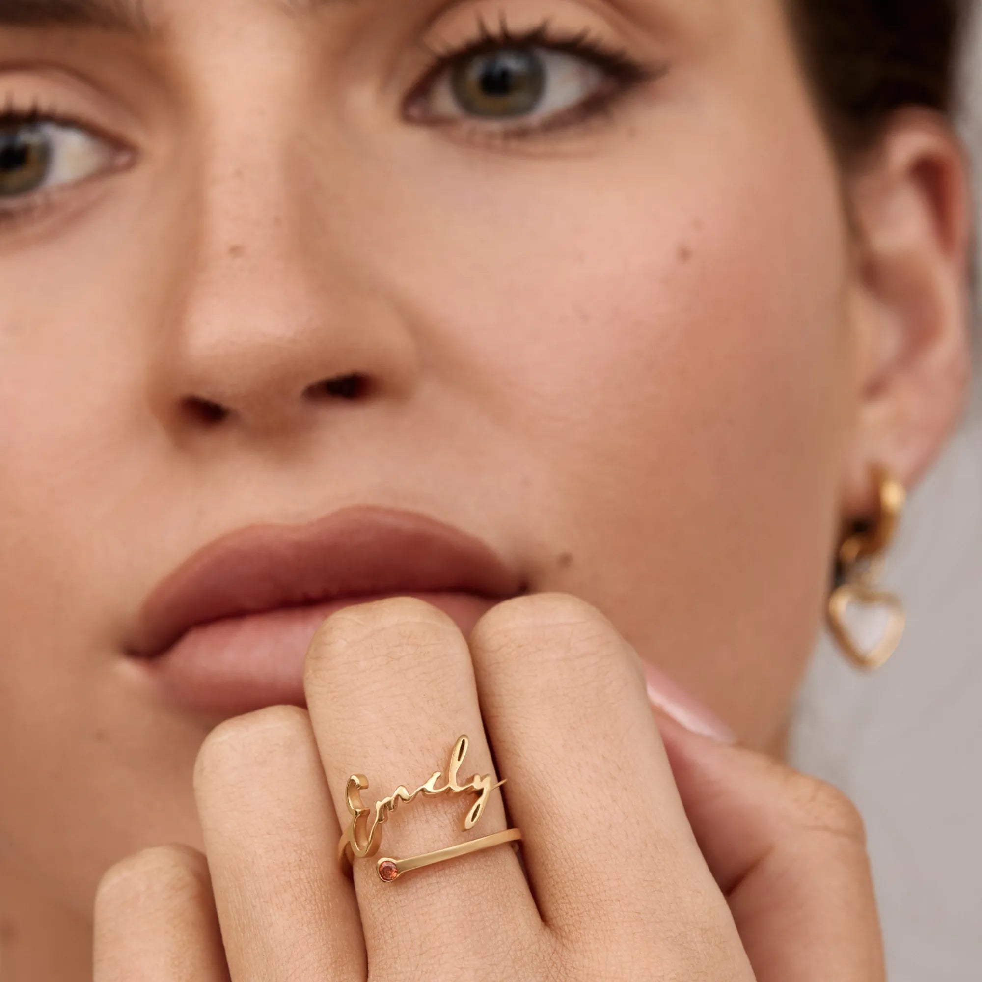 Signature Name and Birthstone Ring