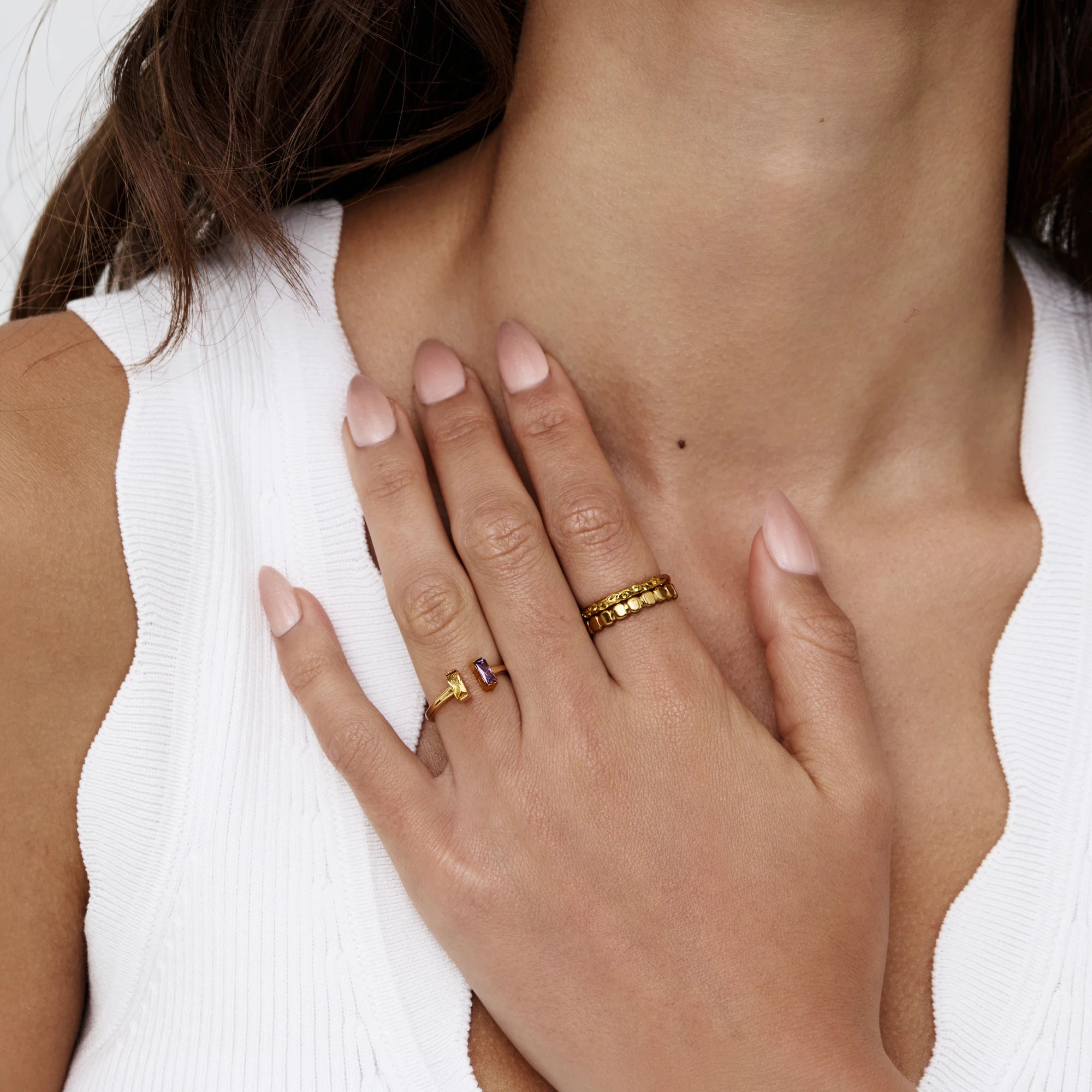 Double Baguette Birthstone Ring