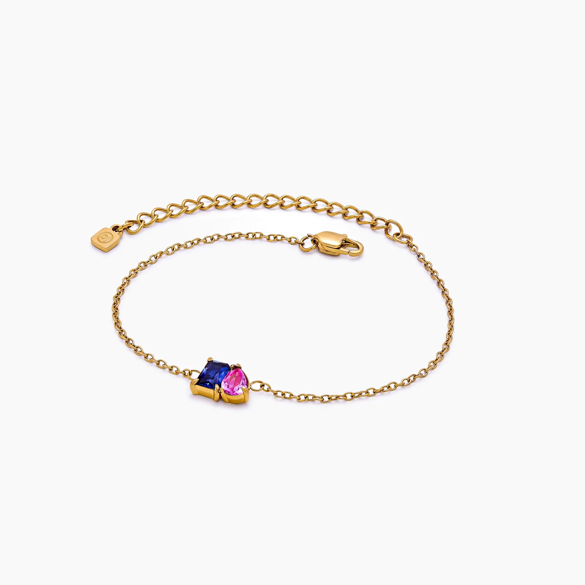 Forever Duo Birthstone Bracelet gold styled on wrist — Olivia Jewelry