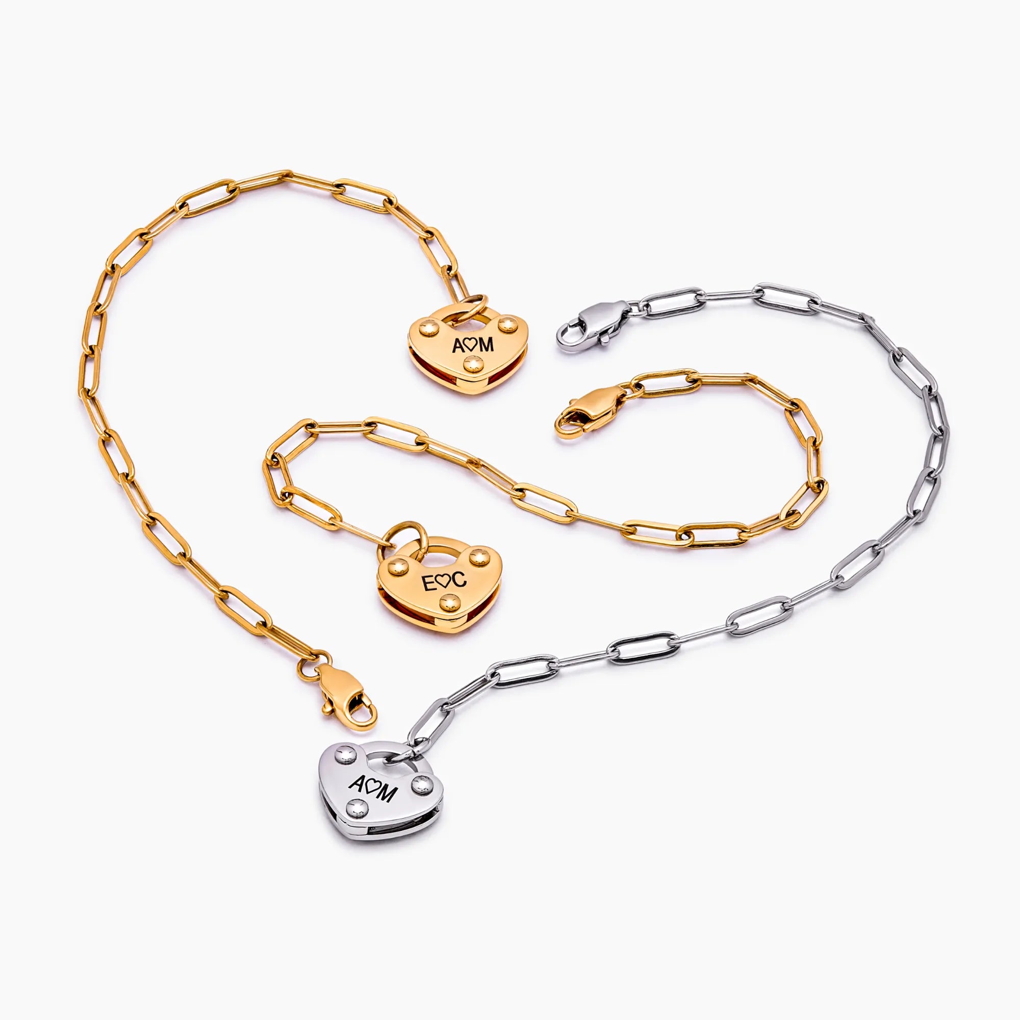 Heart Lock Initial Bracelet