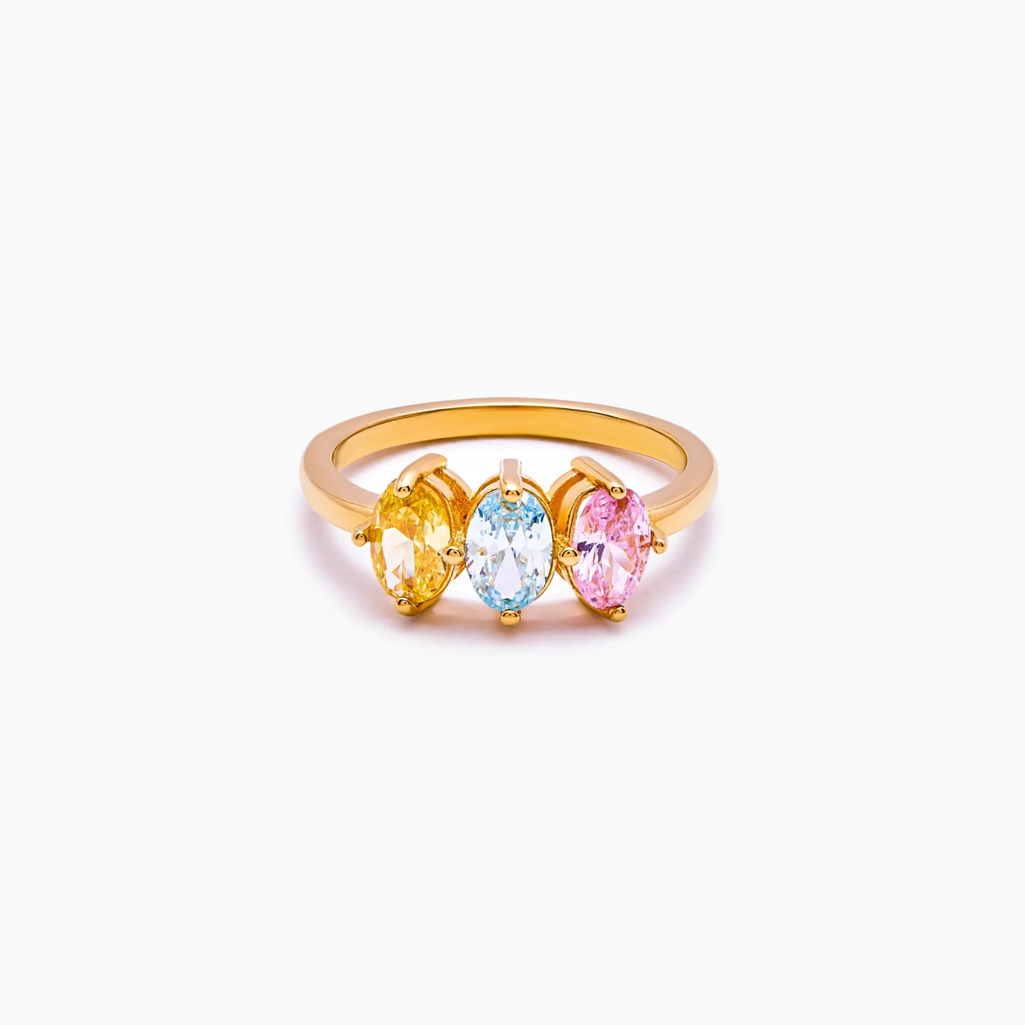 Family birthstone ring silver worn on hand — Olivia Jewelry