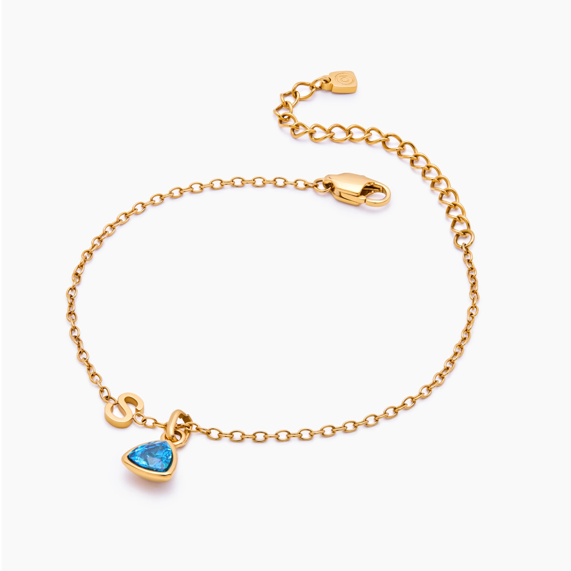 Birthstone Initial Charm Bracelet