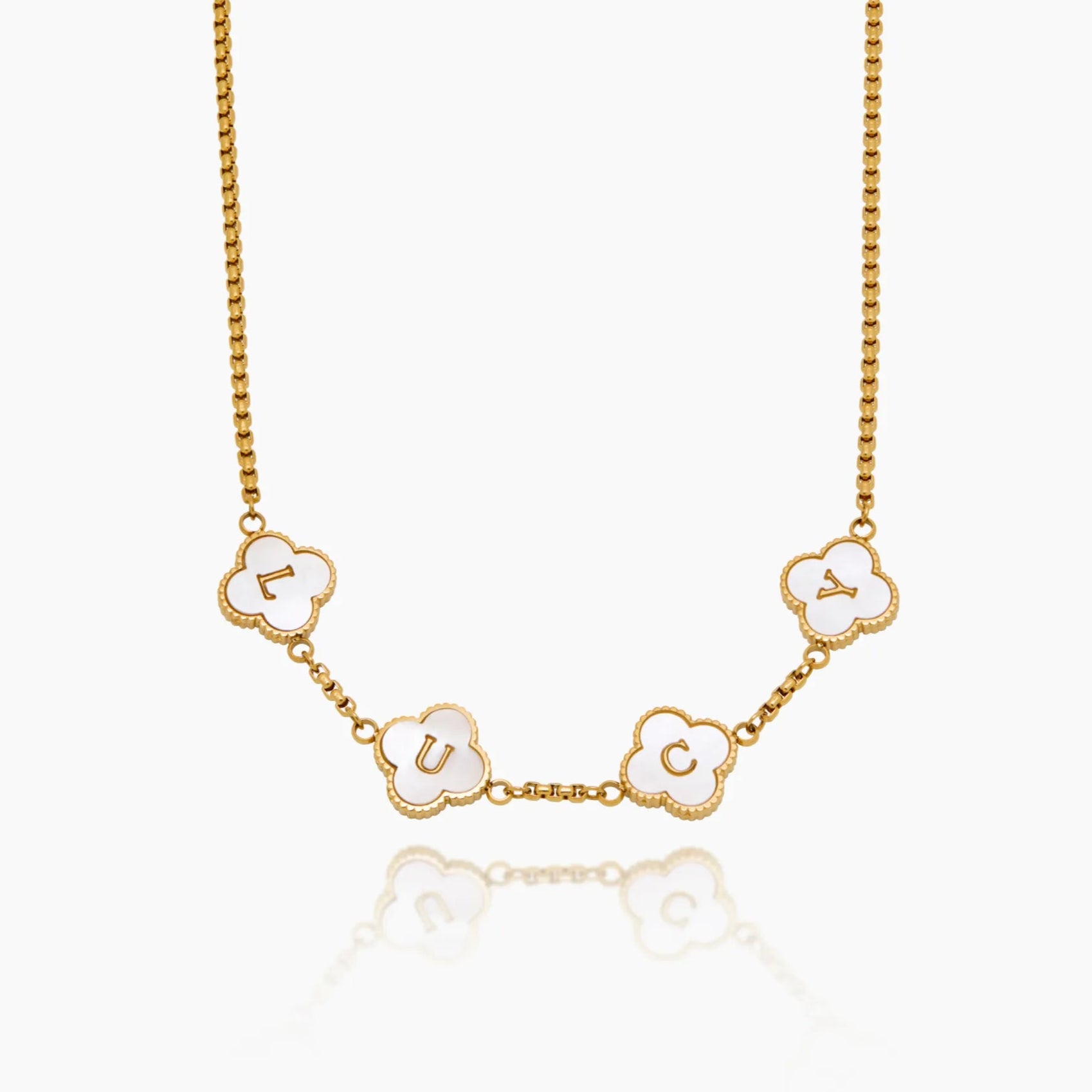 Pearl Clover Custom Name Necklace