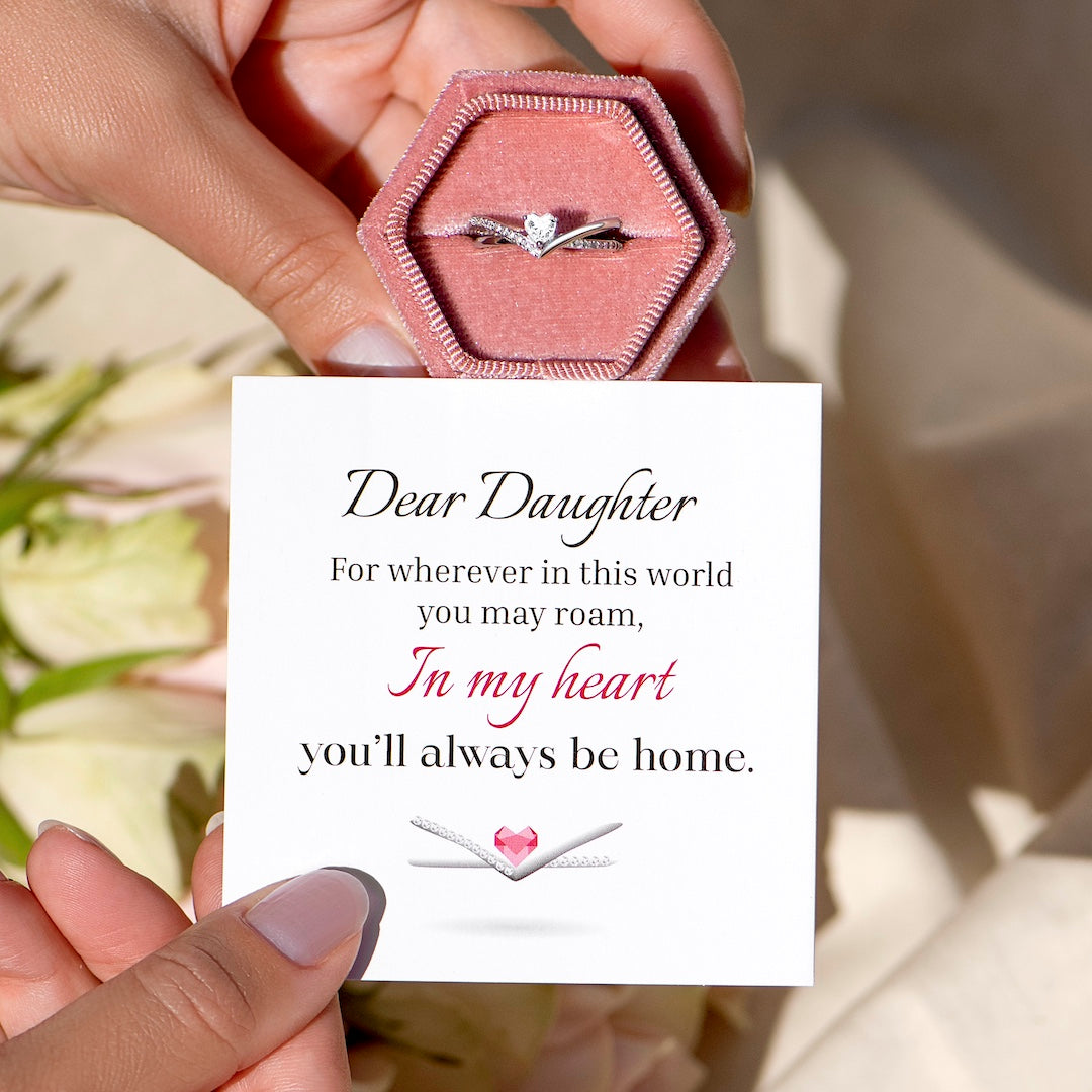 ALWAYS BE HOME V HEART RING