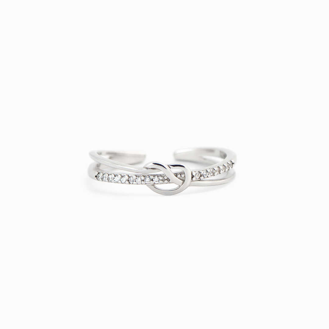 Mother and Daughter Heart Knot Ring