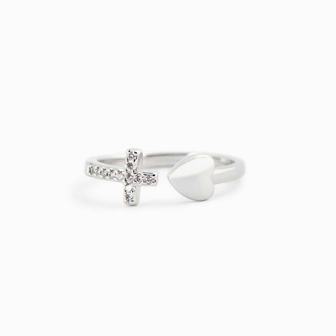 To My Daughter - Heart and Cross Ring