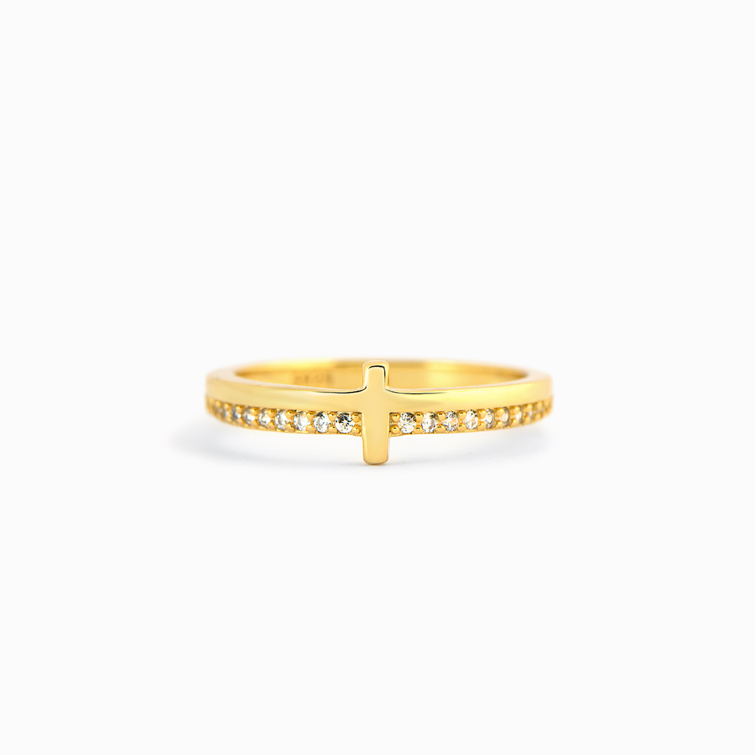 To My Daughter "PRAY ON IT" - GOLDEN CROSS RING