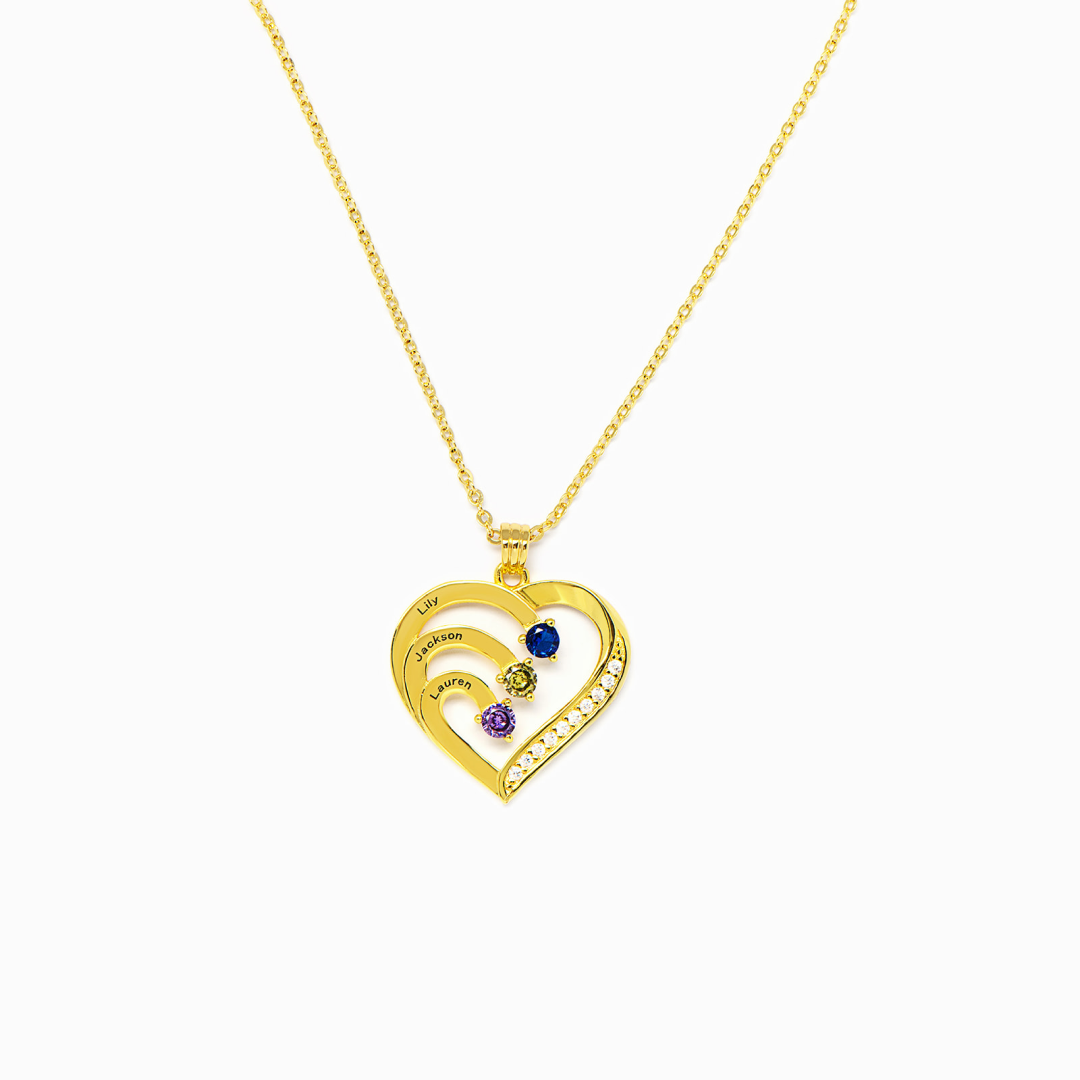 Name & Birthstone Heart Necklace