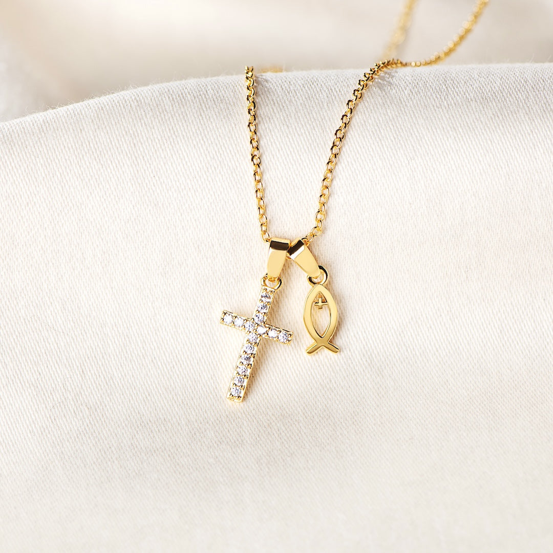 Faith Hope Love - Cross Ichthys Necklace