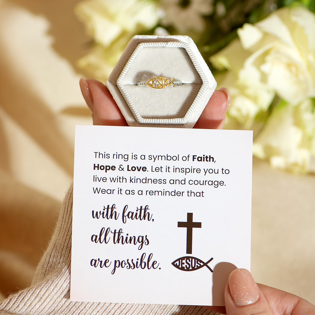 Faith Hope Love - Cross Ichthys Ring