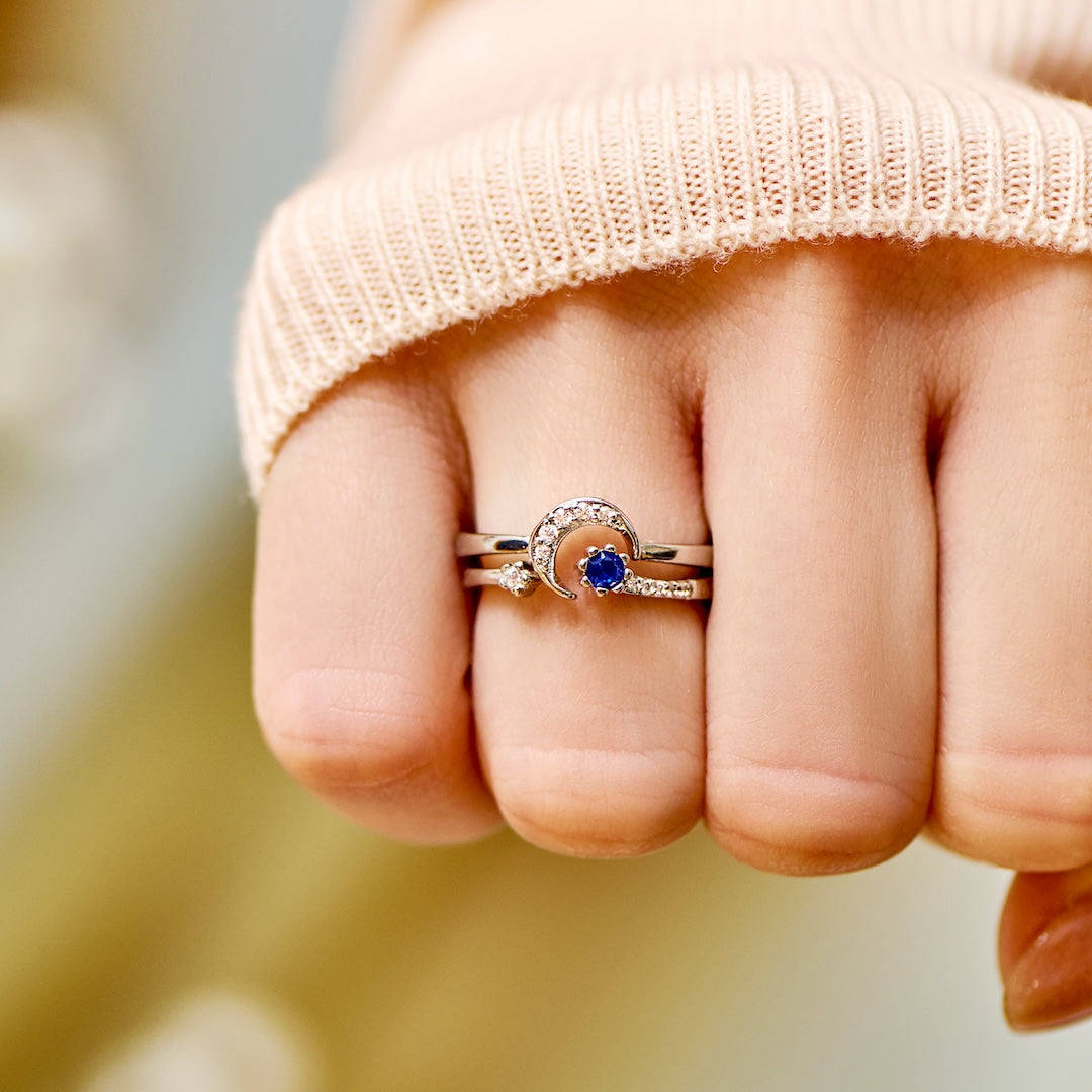 Moon and Star Stackable Ring