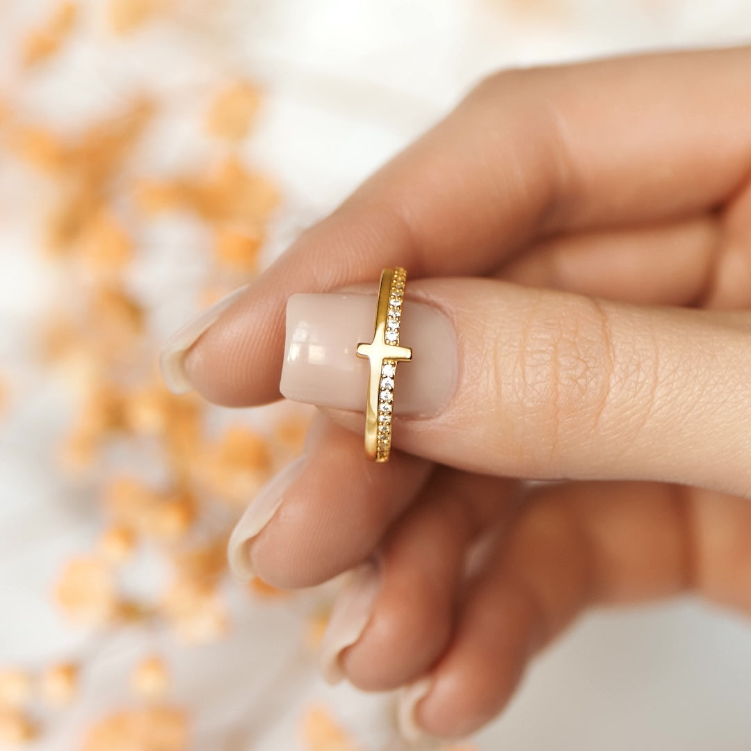 "Let God" - GOLDEN CROSS RING