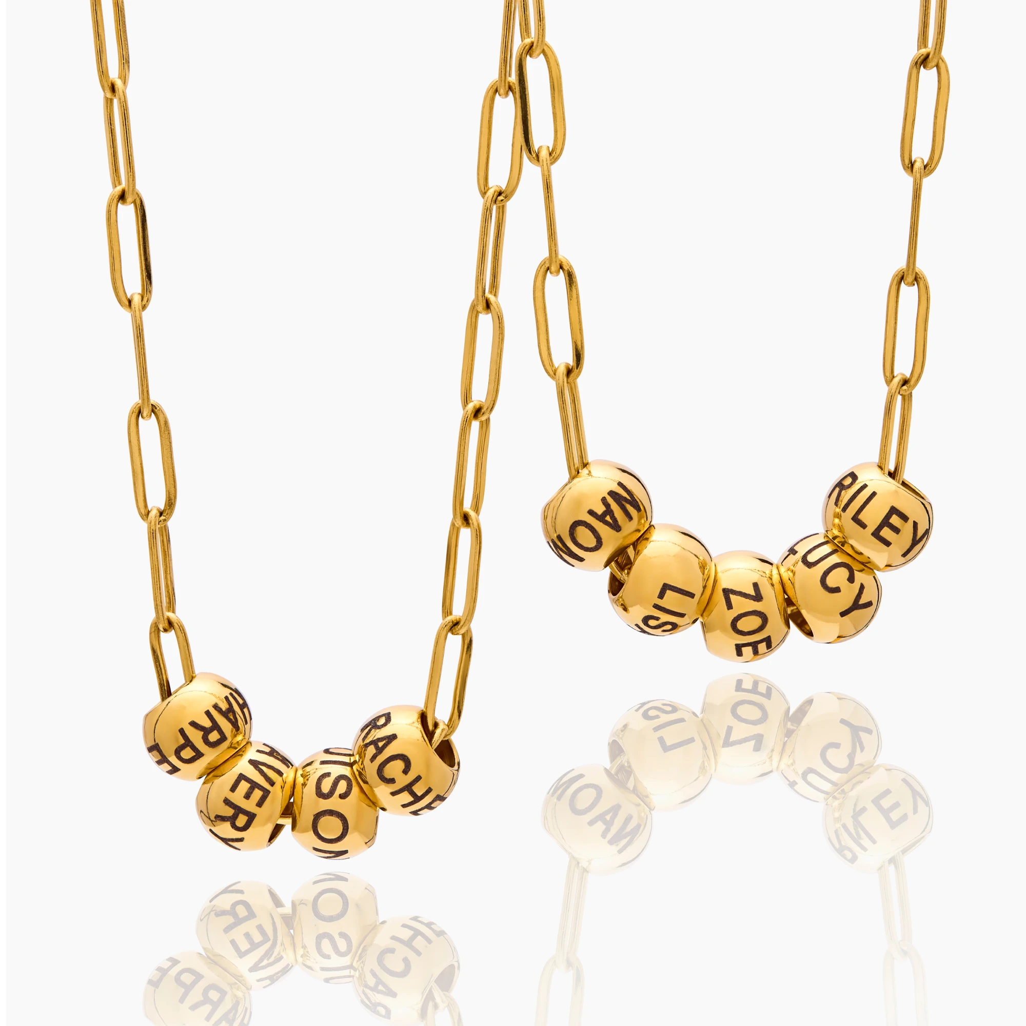 Engraved Multi Name Bead Necklace