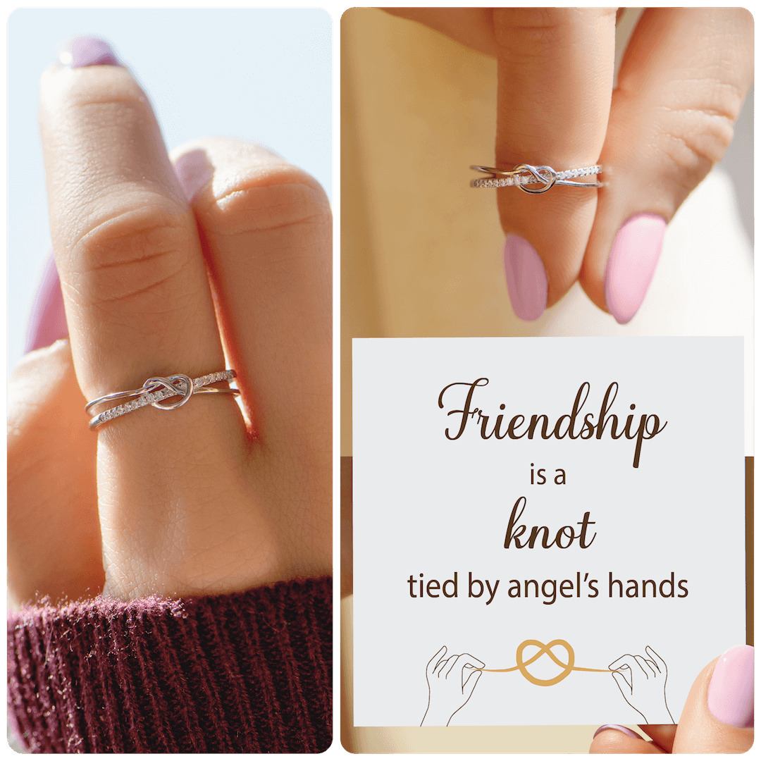 Tied By Angel's Hands - Friendship Heart Knot Ring