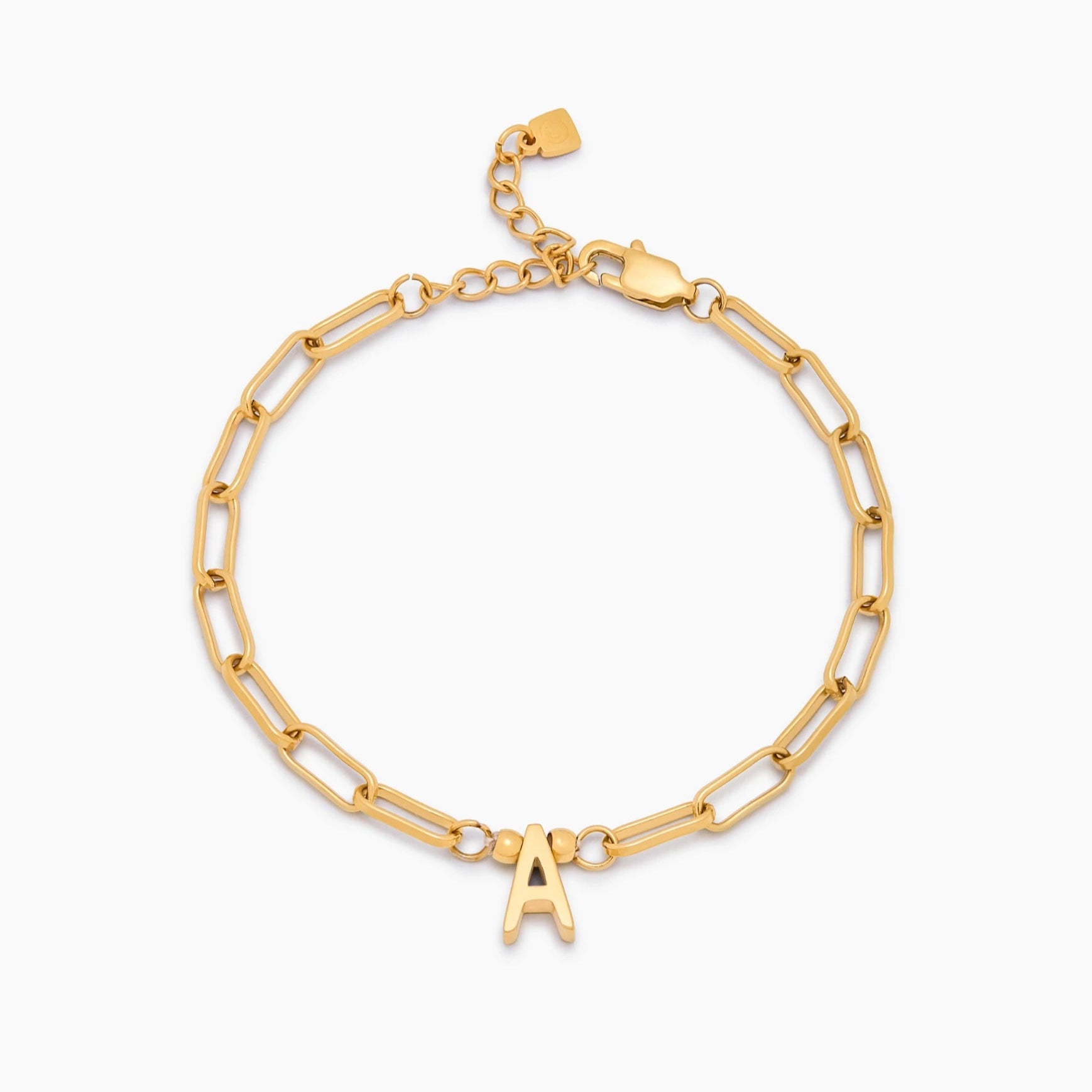 Paperclip Initial Charm Bracelet