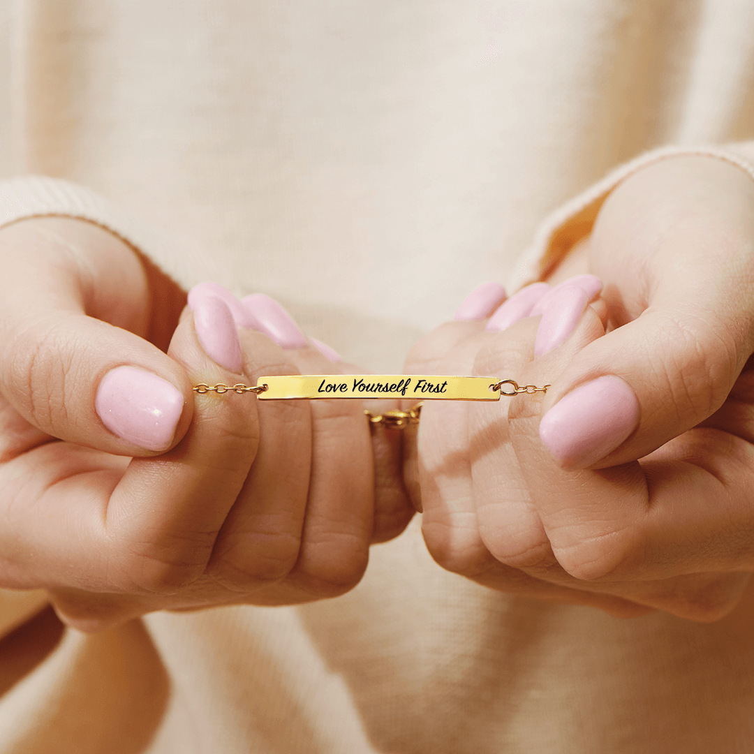 Love Yourself First - Motivational Bar Bracelet