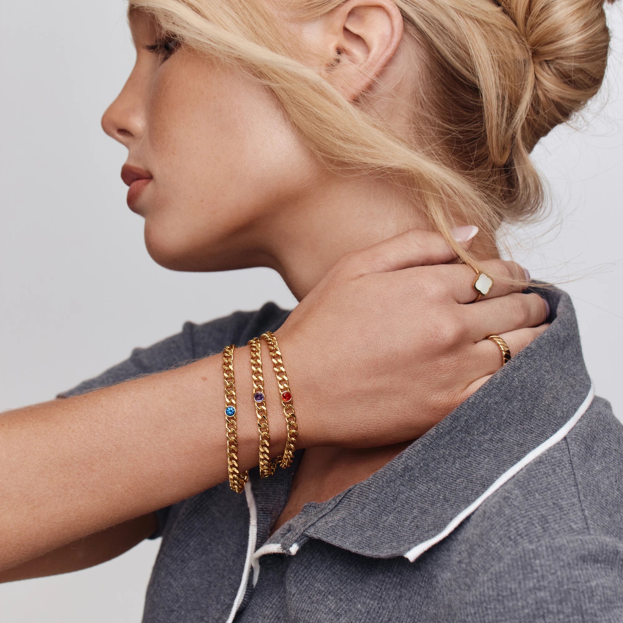 Curb Birthstone Bracelet