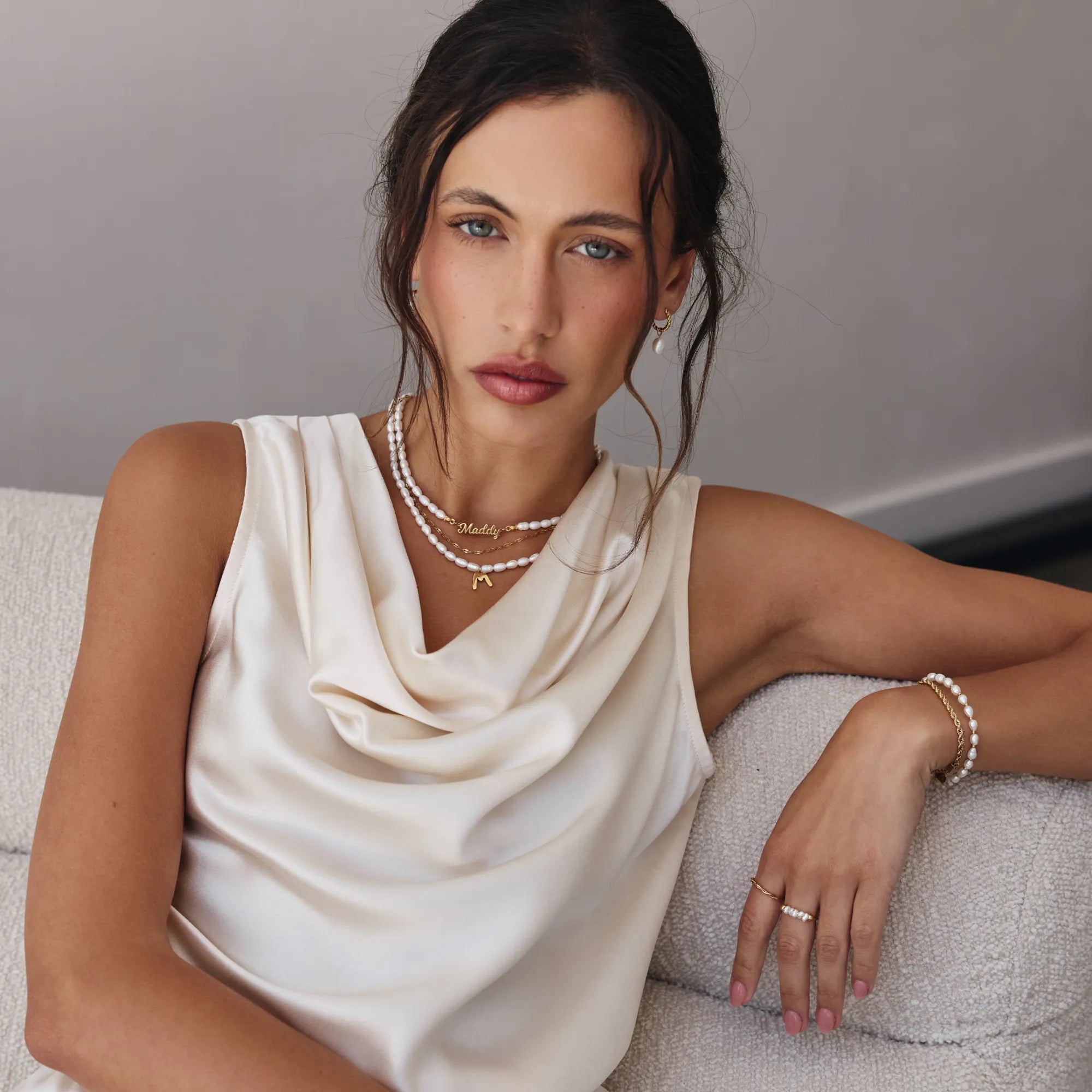 Statement Initial Pearl Necklace