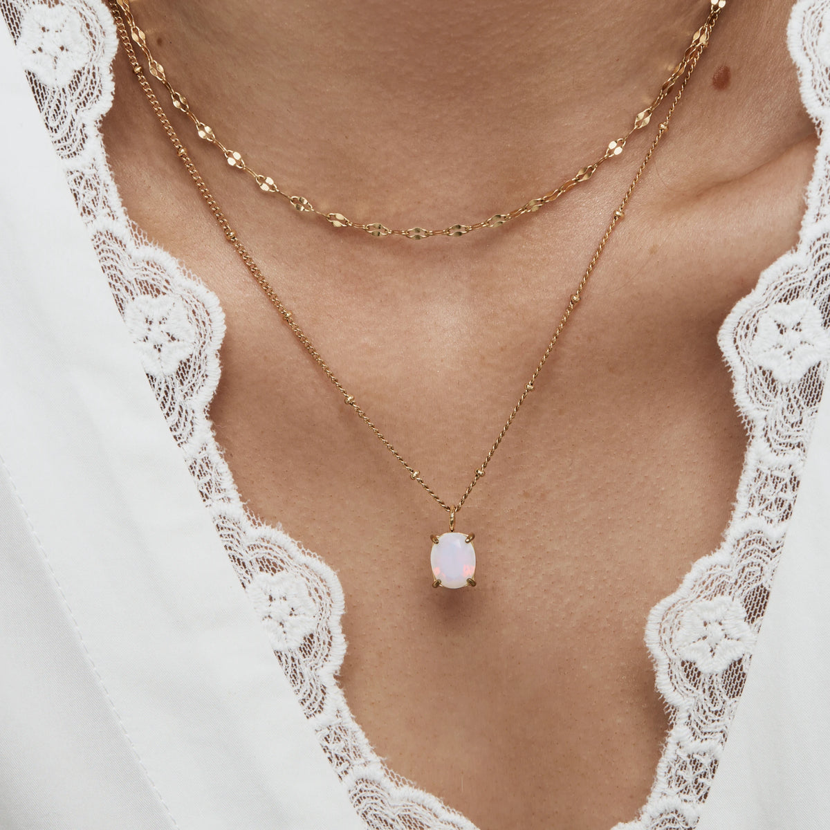 Opal Solitaire Necklace