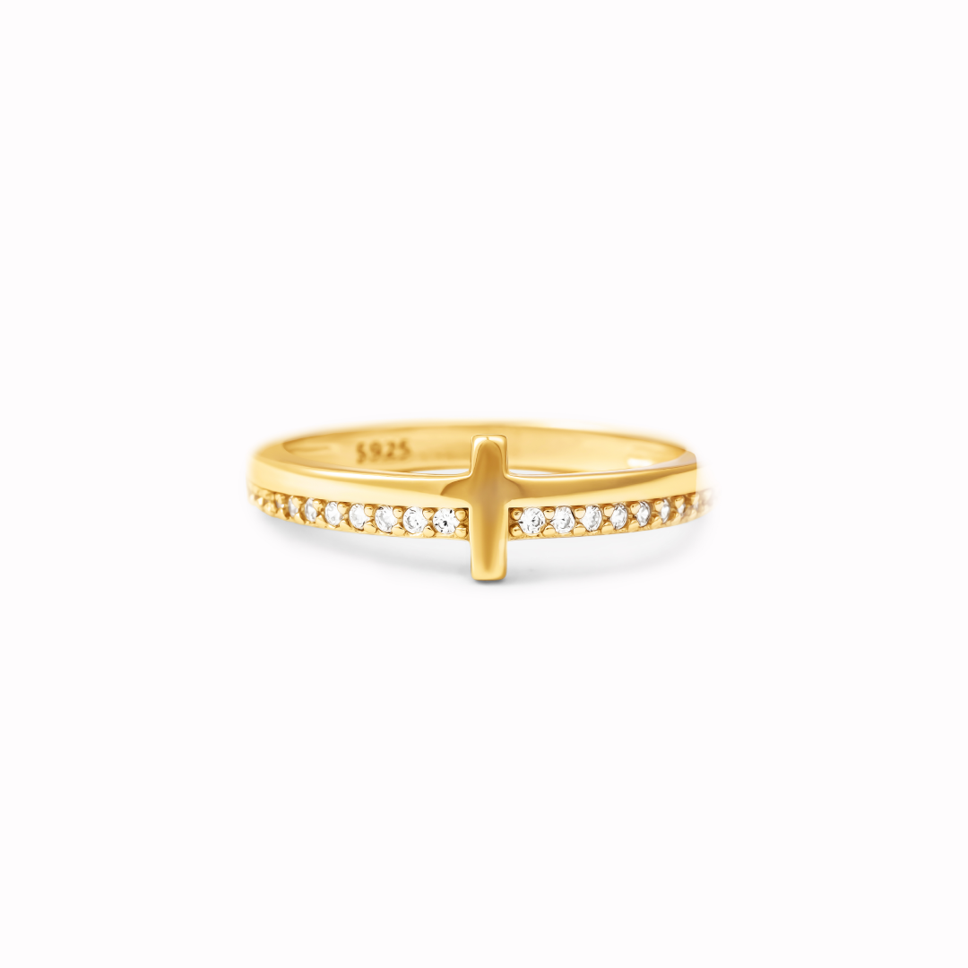 "Let God" - GOLDEN CROSS RING