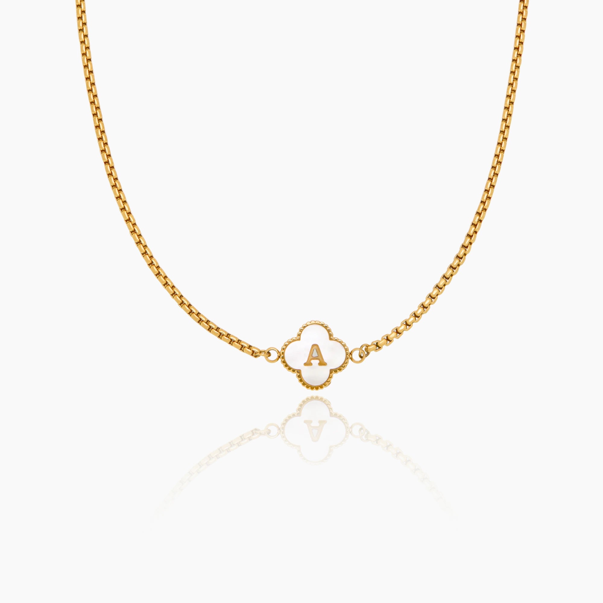 Pearl Clover Initial Necklace