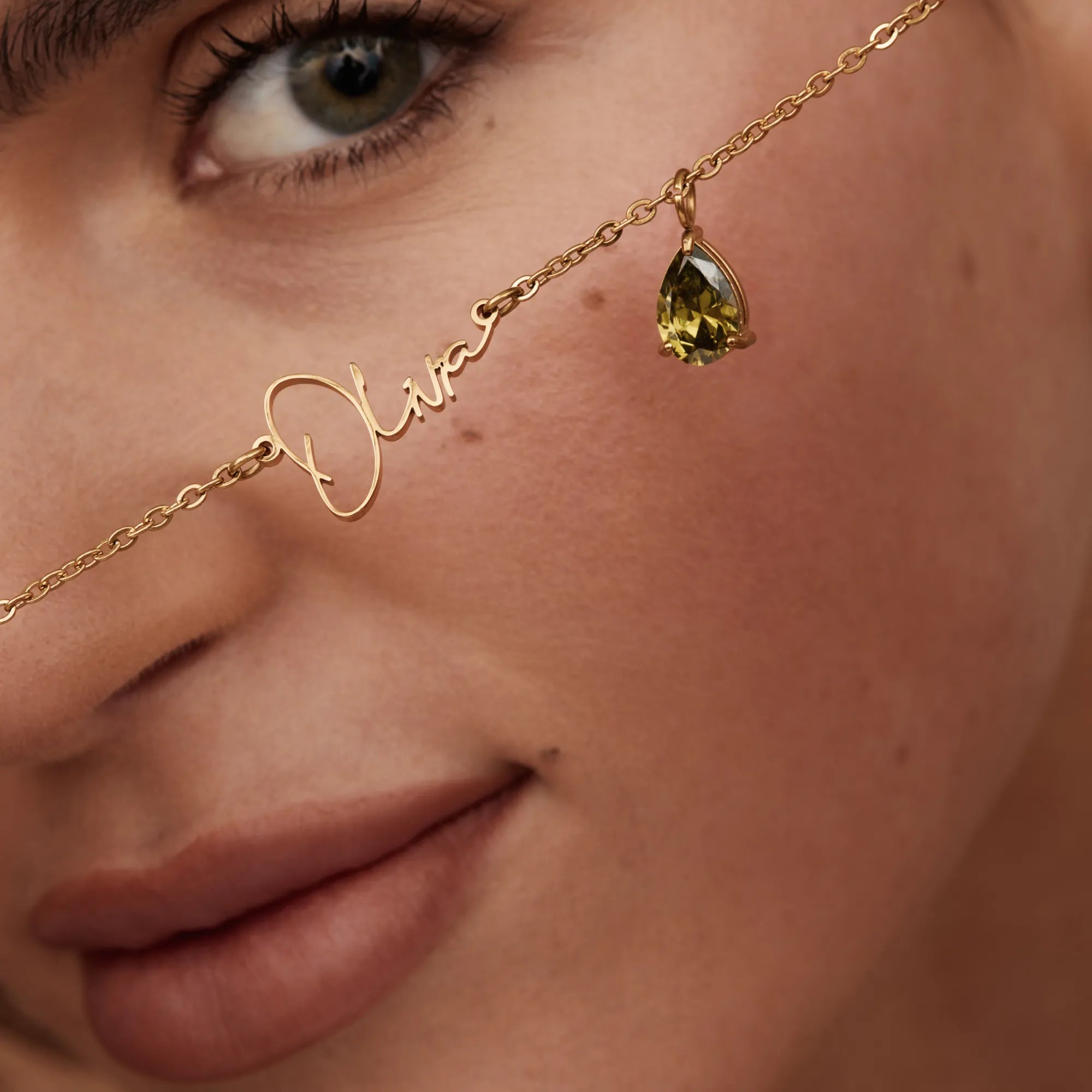 Signature Name and Birthstone Necklace