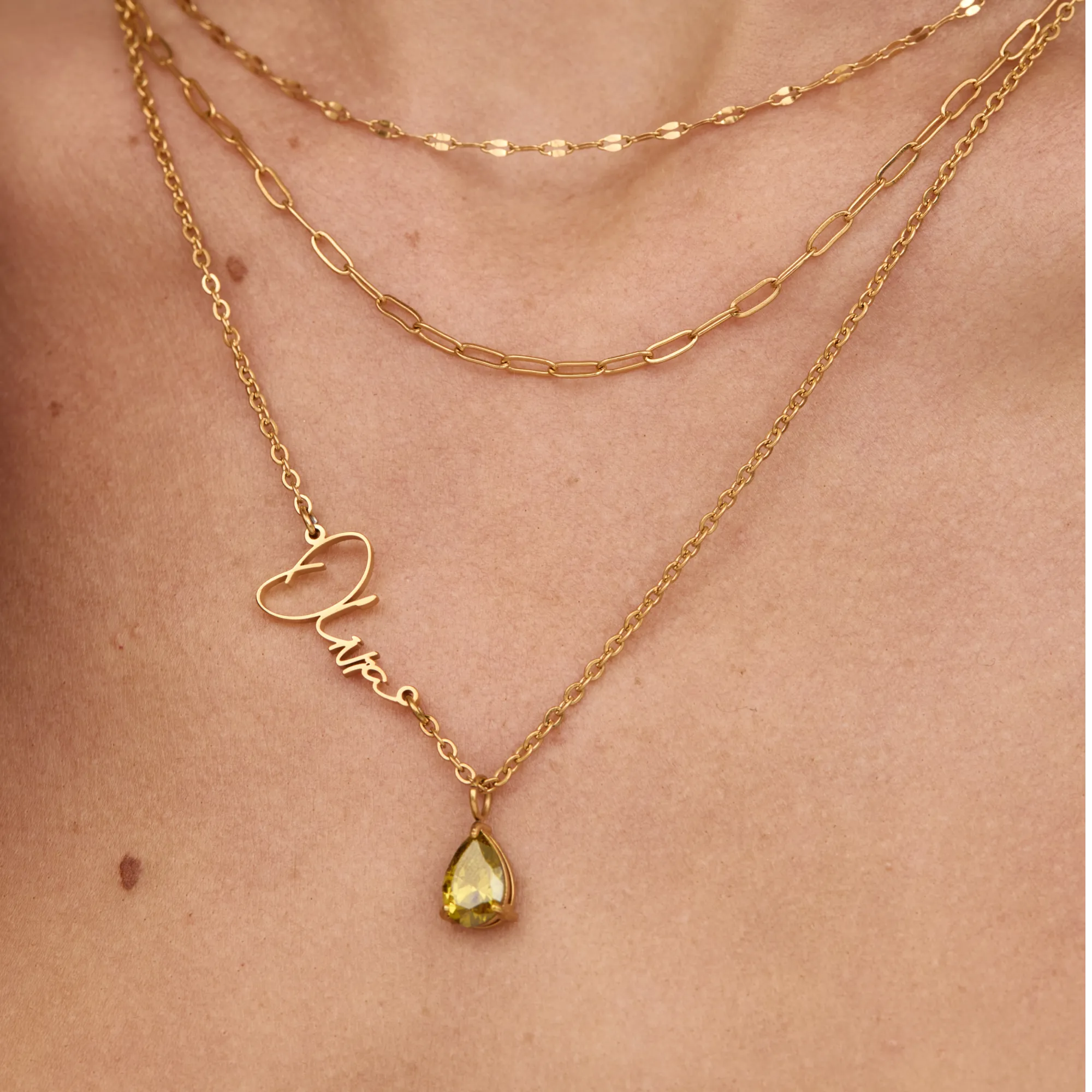 Signature Name and Birthstone Necklace