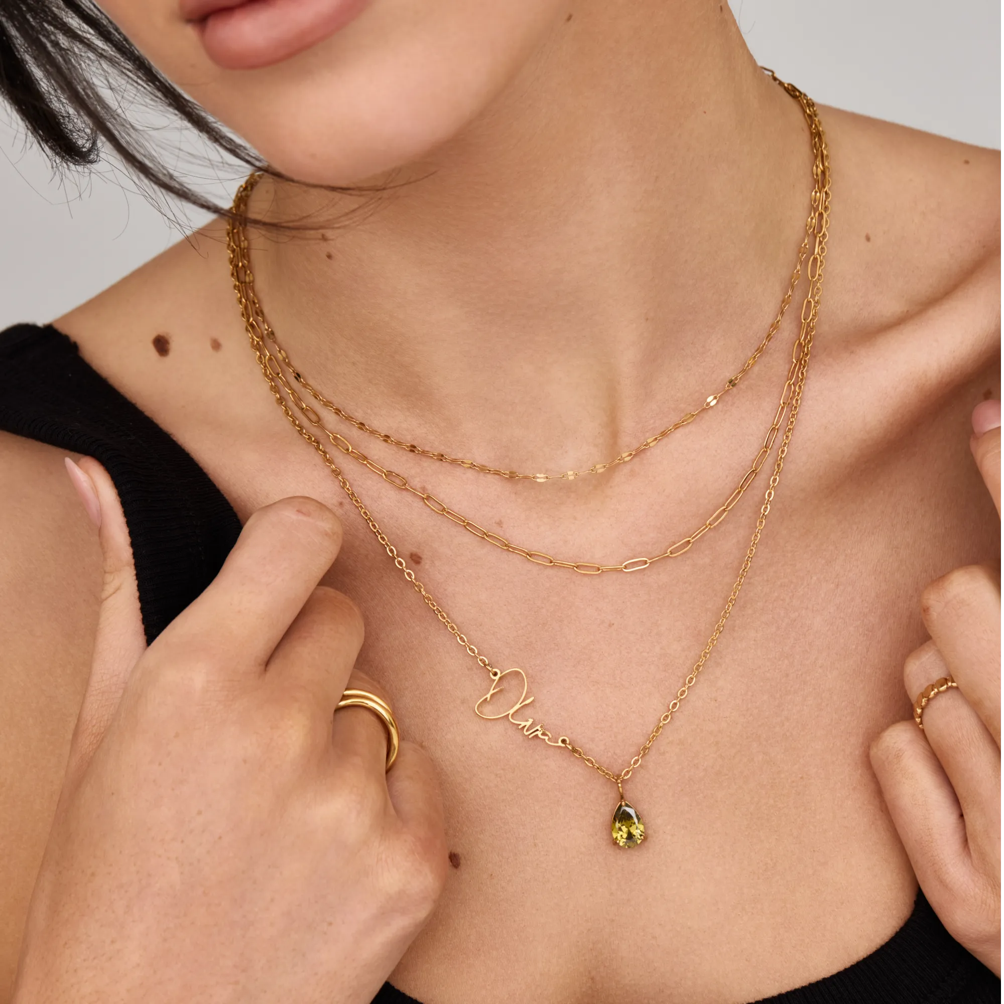 Signature Name and Birthstone Necklace