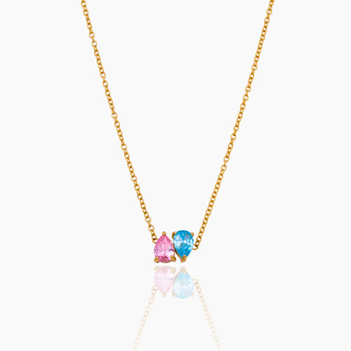 Duo Teardrop Birthstone Necklace