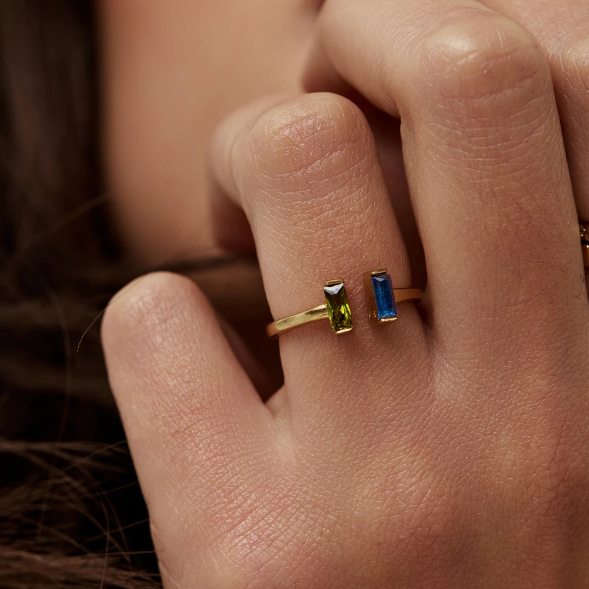 Double Baguette Birthstone Ring