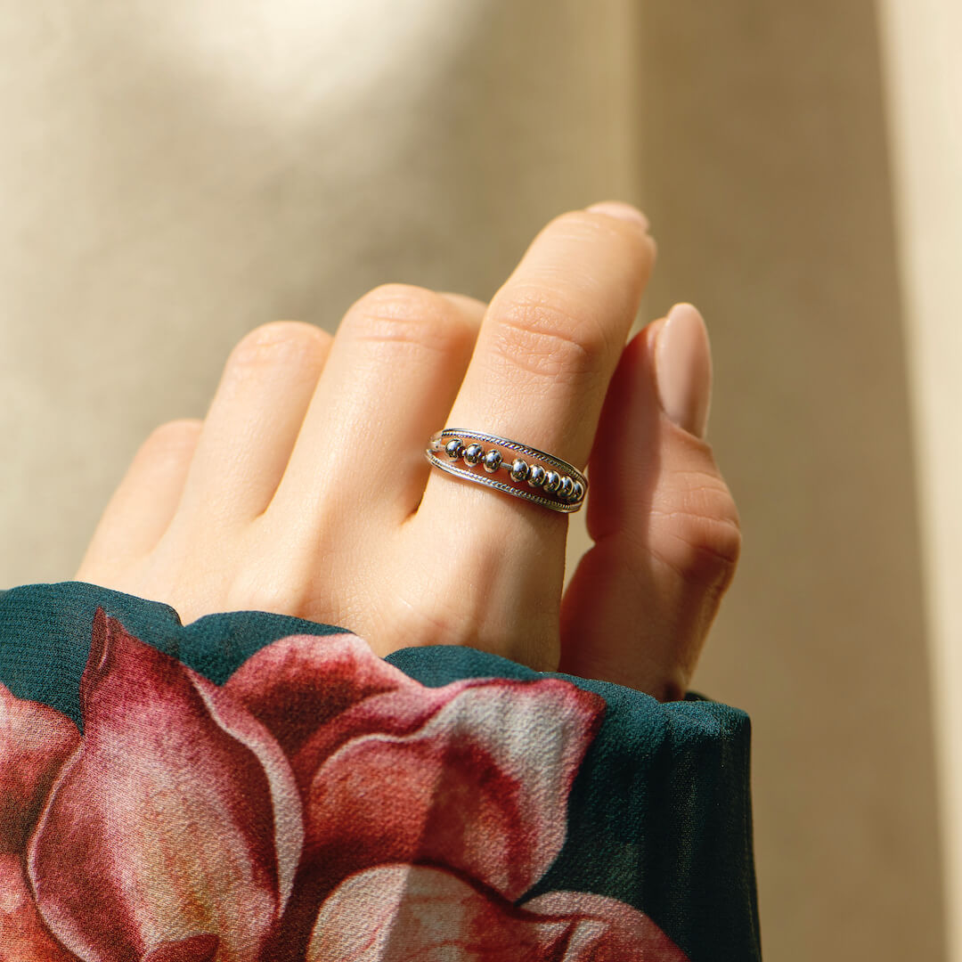To My Daughter - Twin Band Beaded Fidget Ring
