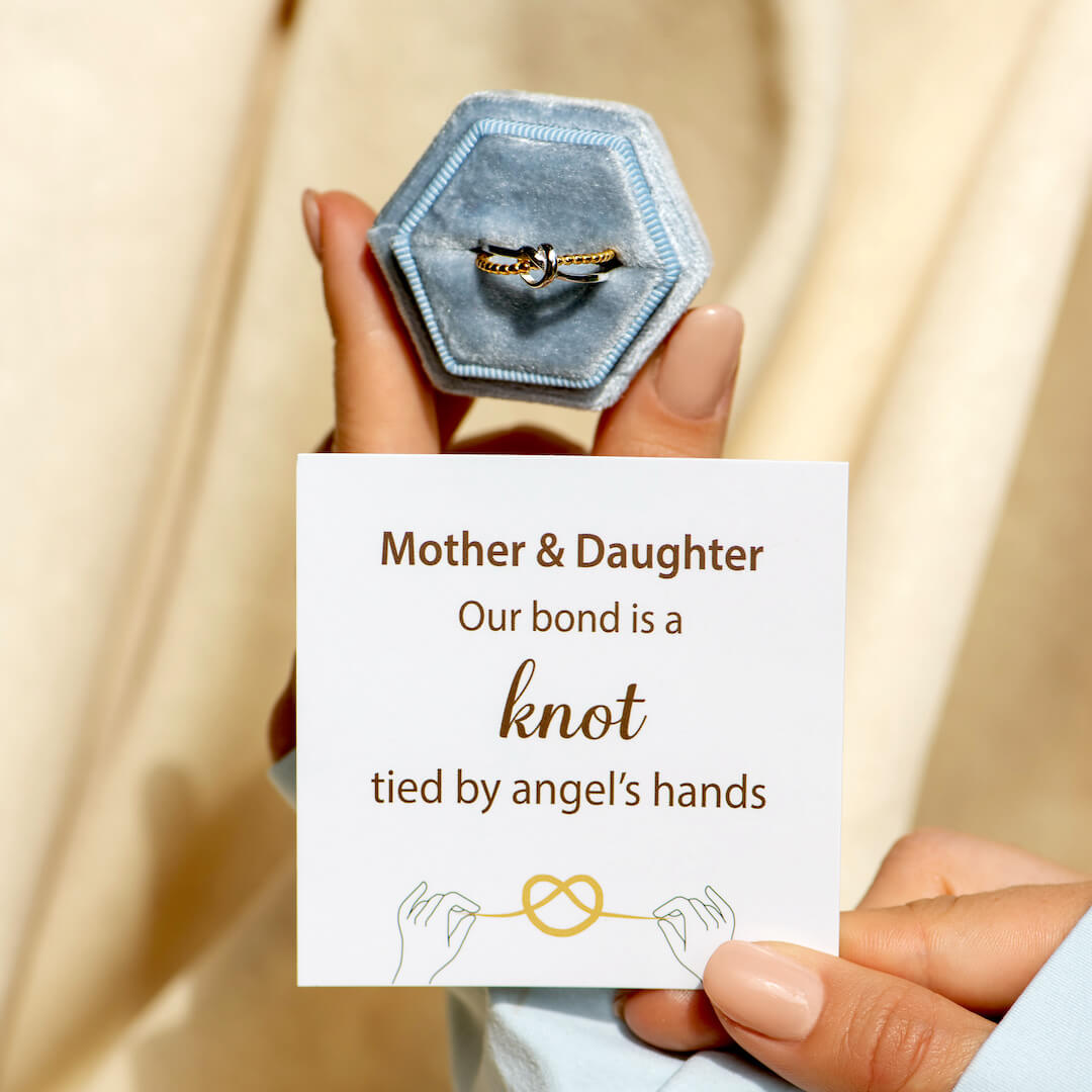 Tied By Angel's Hands - Double Band Heart Knot Ring