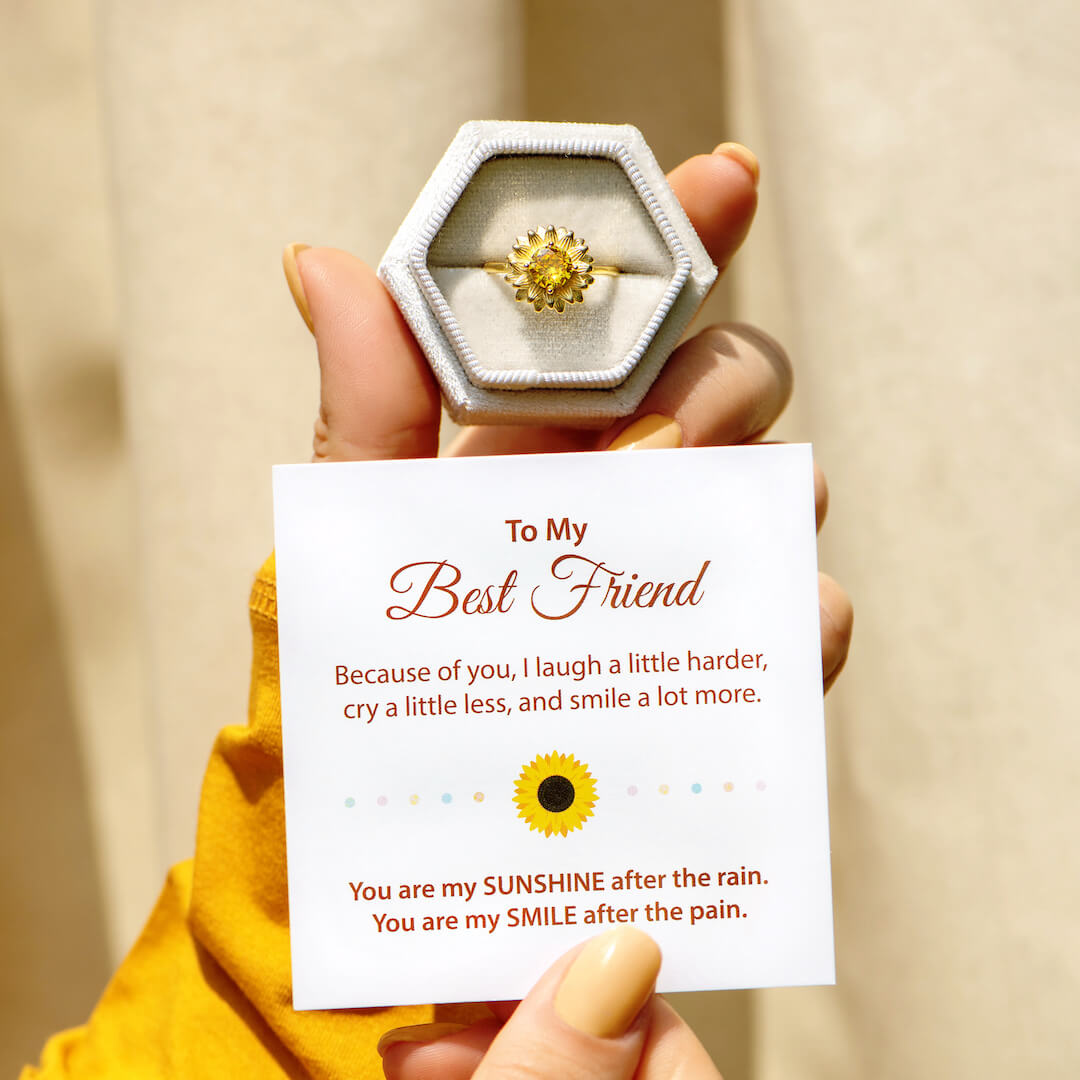 To My Best Friend "You Are My Sunshine" Sunflower Ring