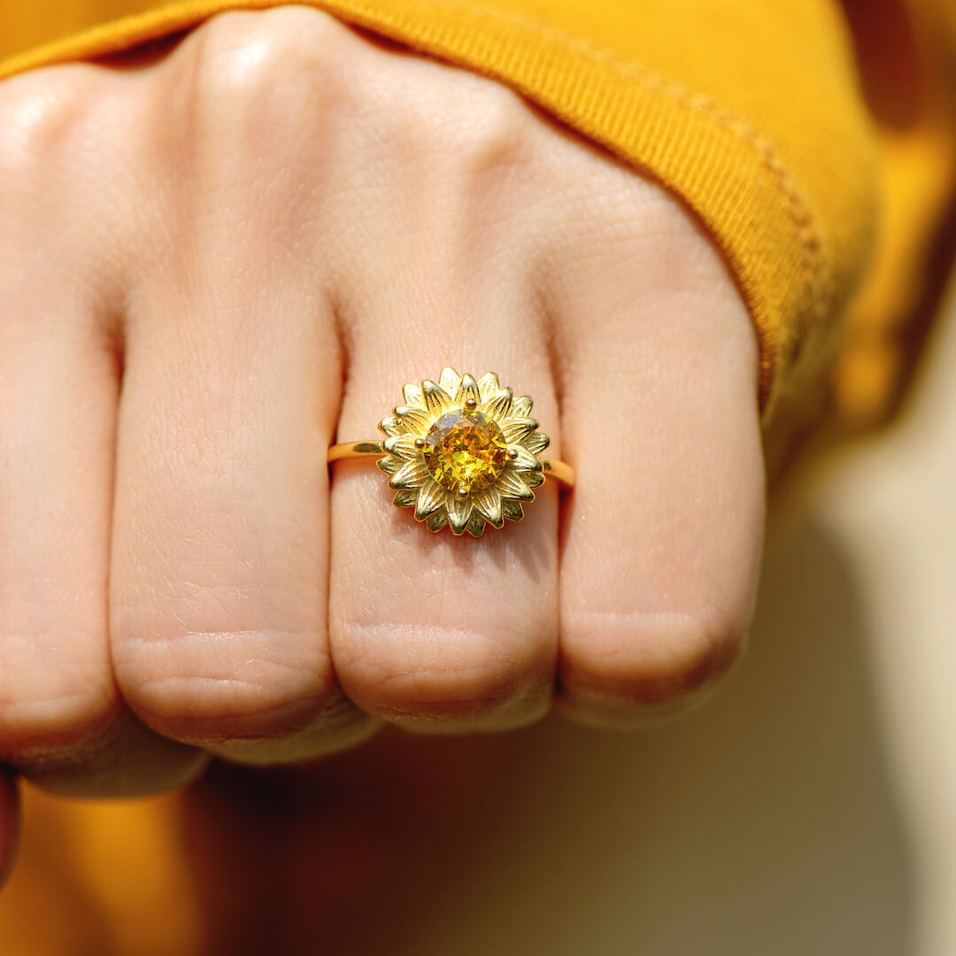 To My Best Friend "You Are My Sunshine" Sunflower Ring